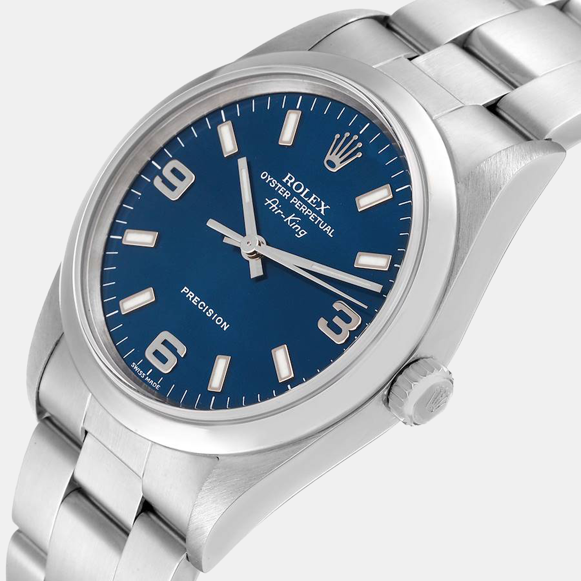 

Rolex Air King  Blue Dial Smooth Bezel Steel Mens Watch 14000