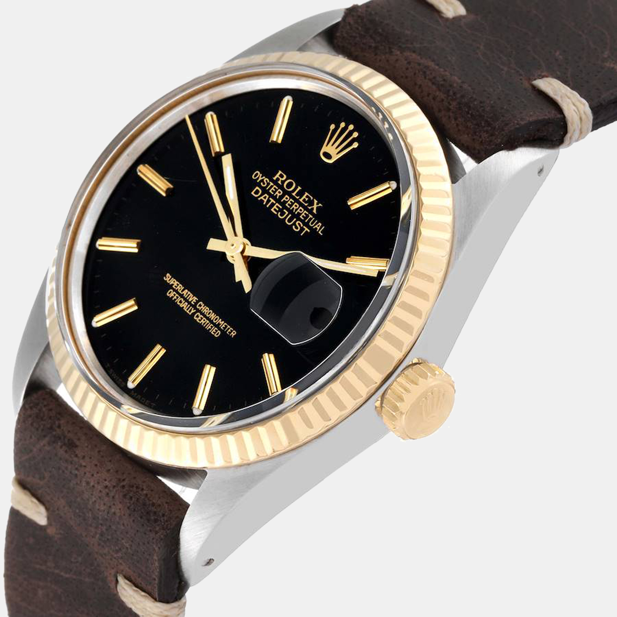 

Rolex Datejust 36 Steel Yellow Gold Vintage Mens Watch 16013, Black
