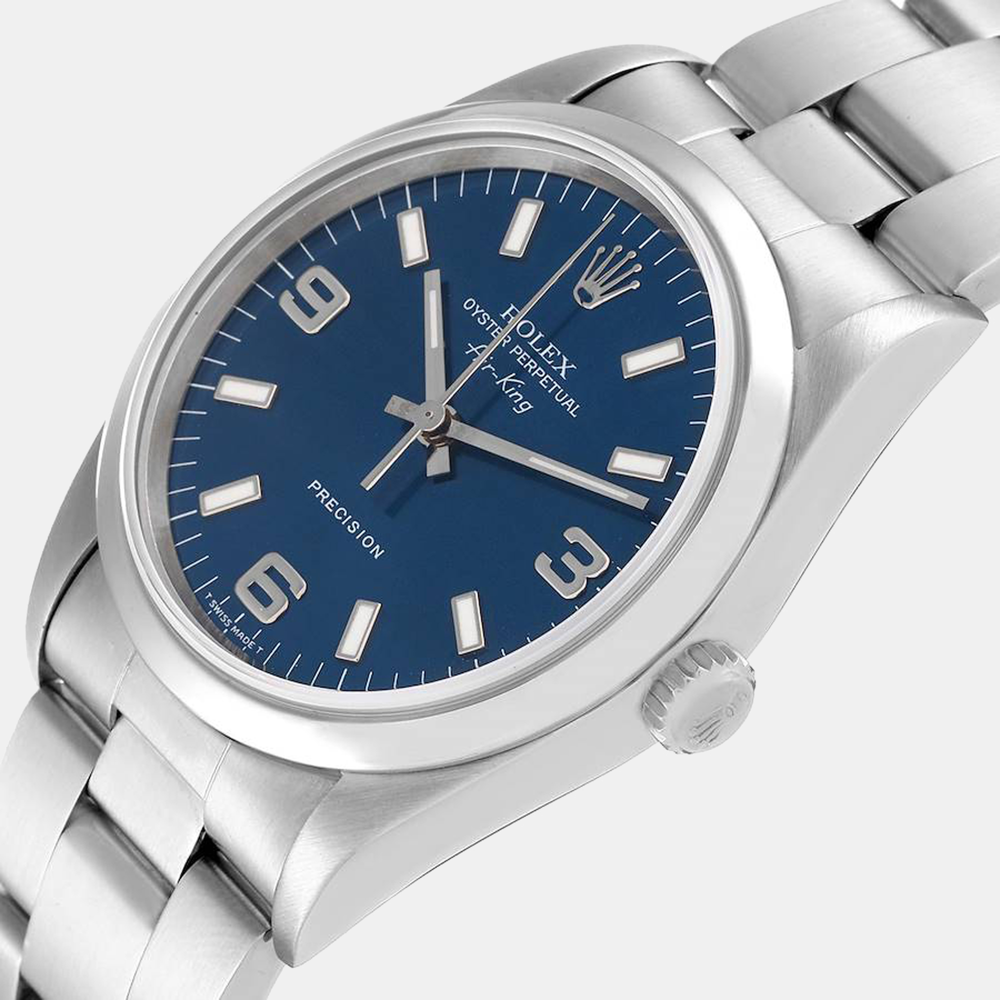 

Rolex Air King  Blue Dial Smooth Bezel Steel Mens Watch 14000