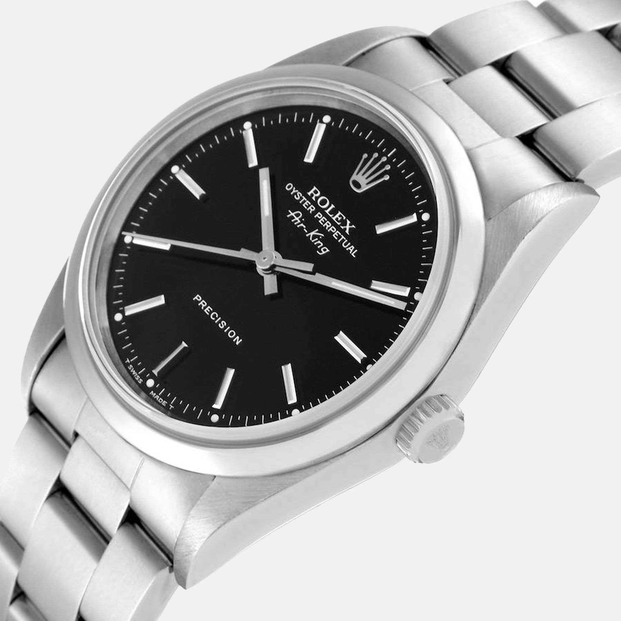 

Rolex Air King  Black Dial Smooth Bezel Steel Mens Watch 14000