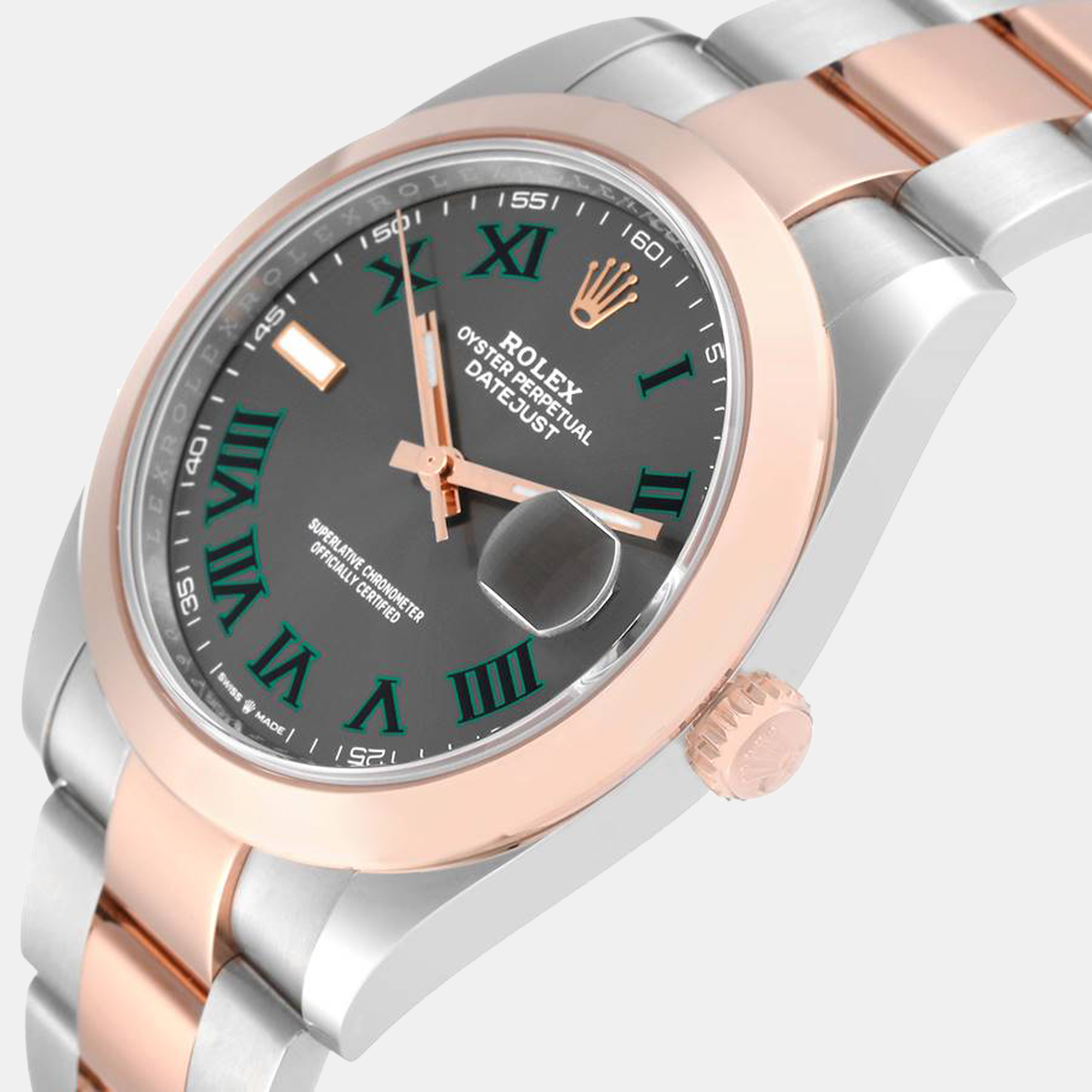 

Rolex Datejust 41 Steel Rose Gold Wimbledon Dial Mens Watch 126301, Grey