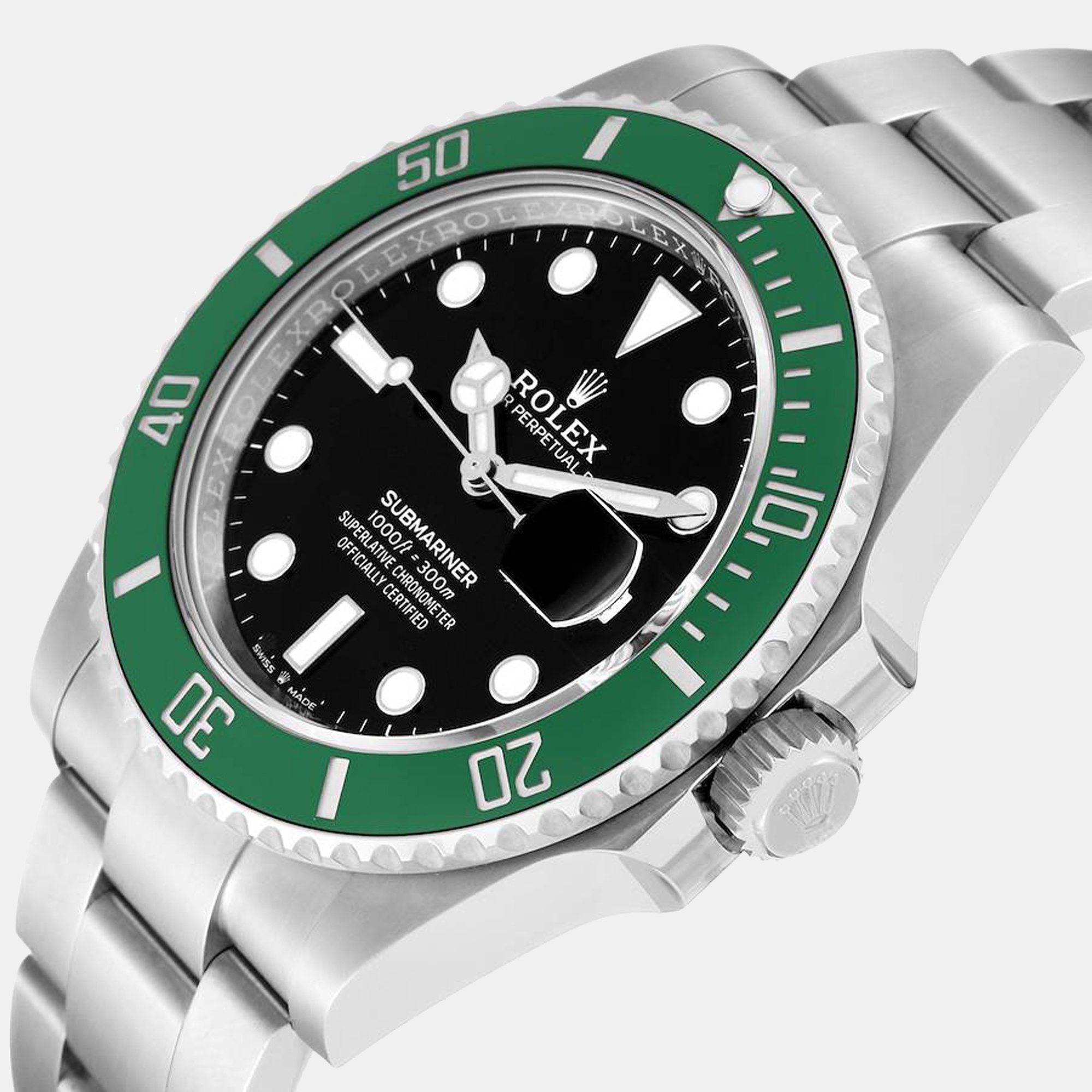 

Rolex Submariner Kermit Green Ceramic Bezel Mens Watch 126610LV, Black