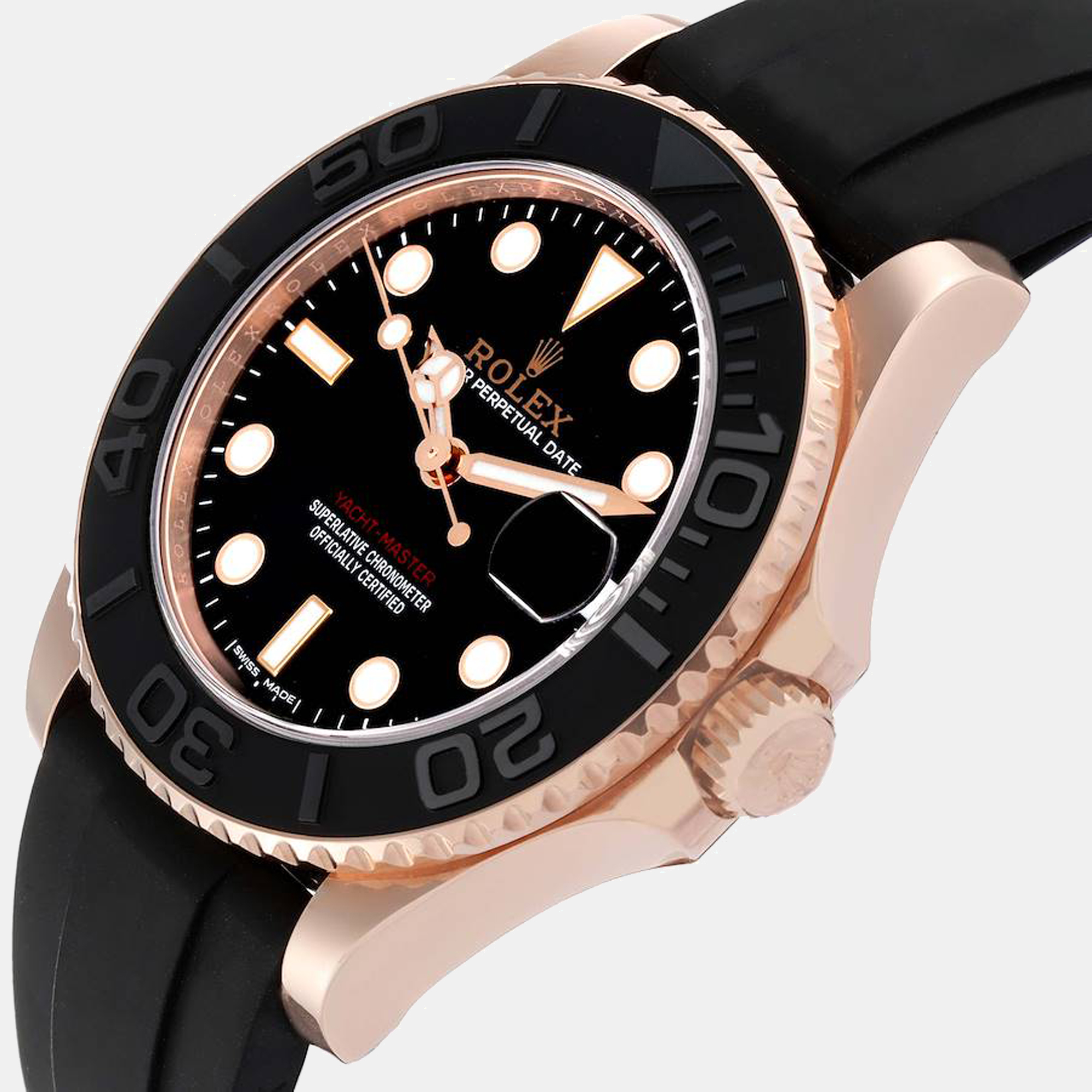 

Rolex Yachtmaster 37 Everose Gold Rubber Strap Watch 268655, Black