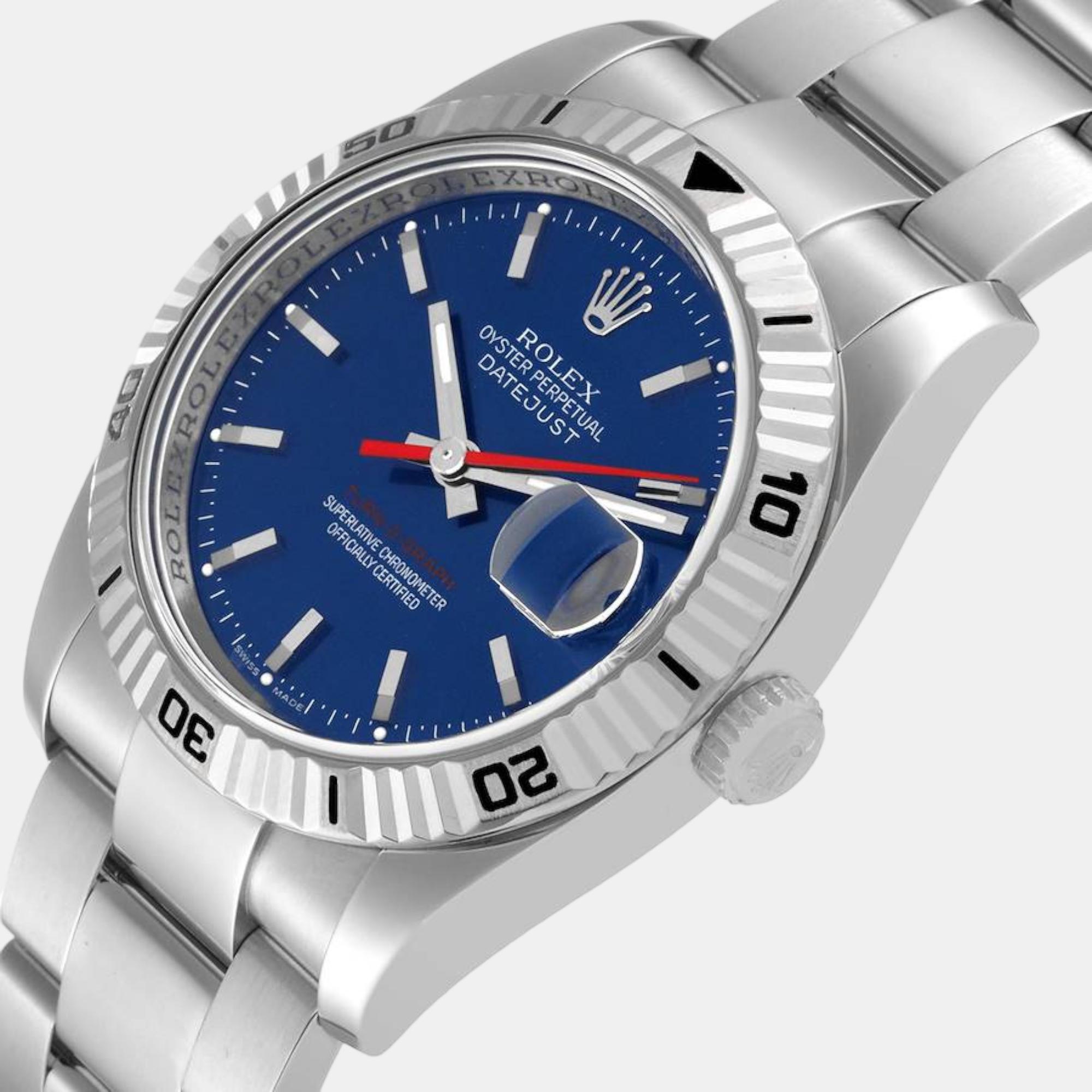 

Rolex Datejust Turnograph Blue Dial Steel Mens Watch 116264