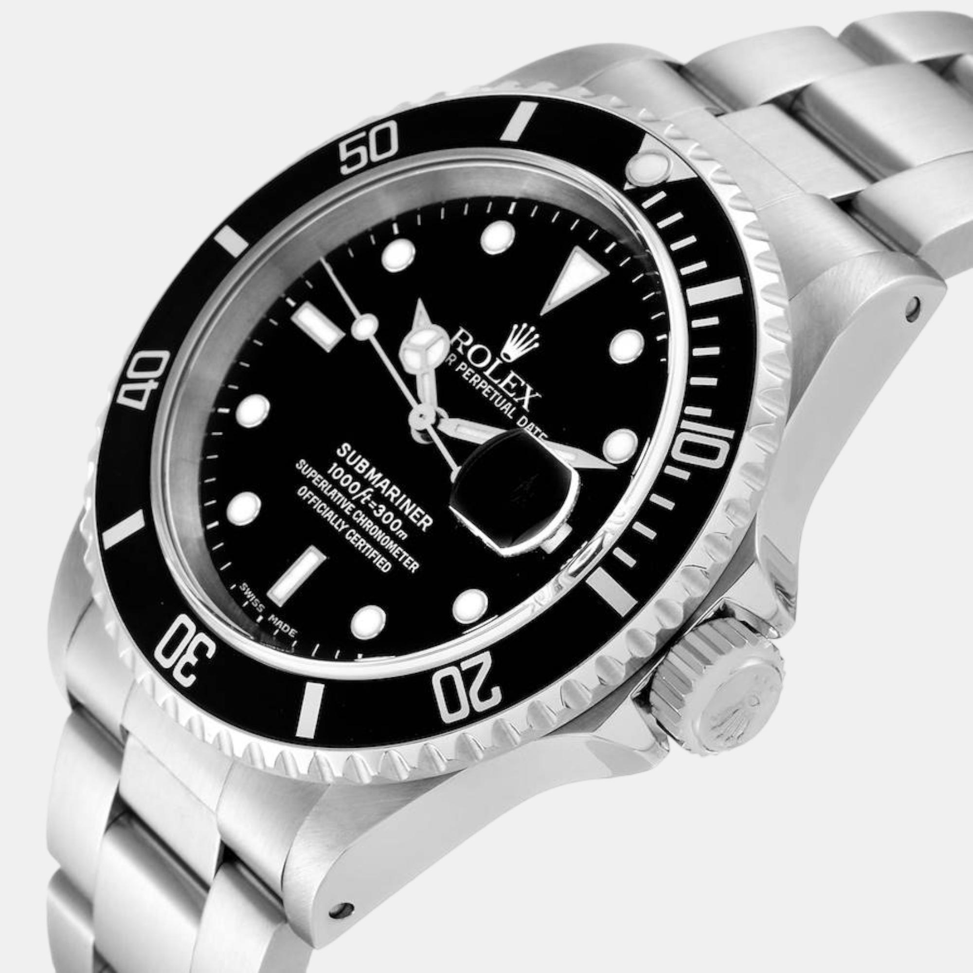 

Rolex Submariner Date  Black Dial Steel Mens Watch 16610