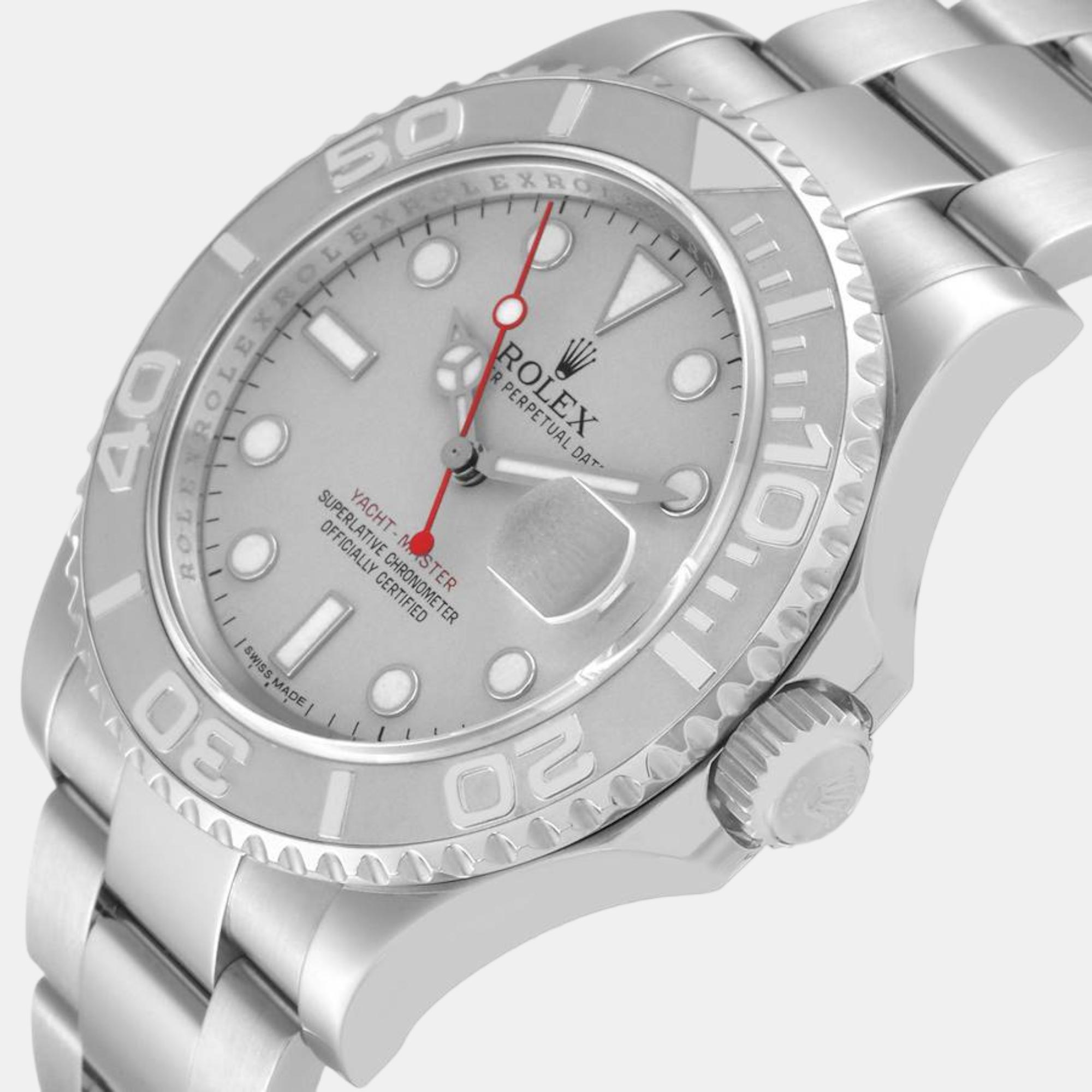 

Rolex Yachtmaster Platinum Dial Platinum Bezel Steel Mens Watch 116622, Grey