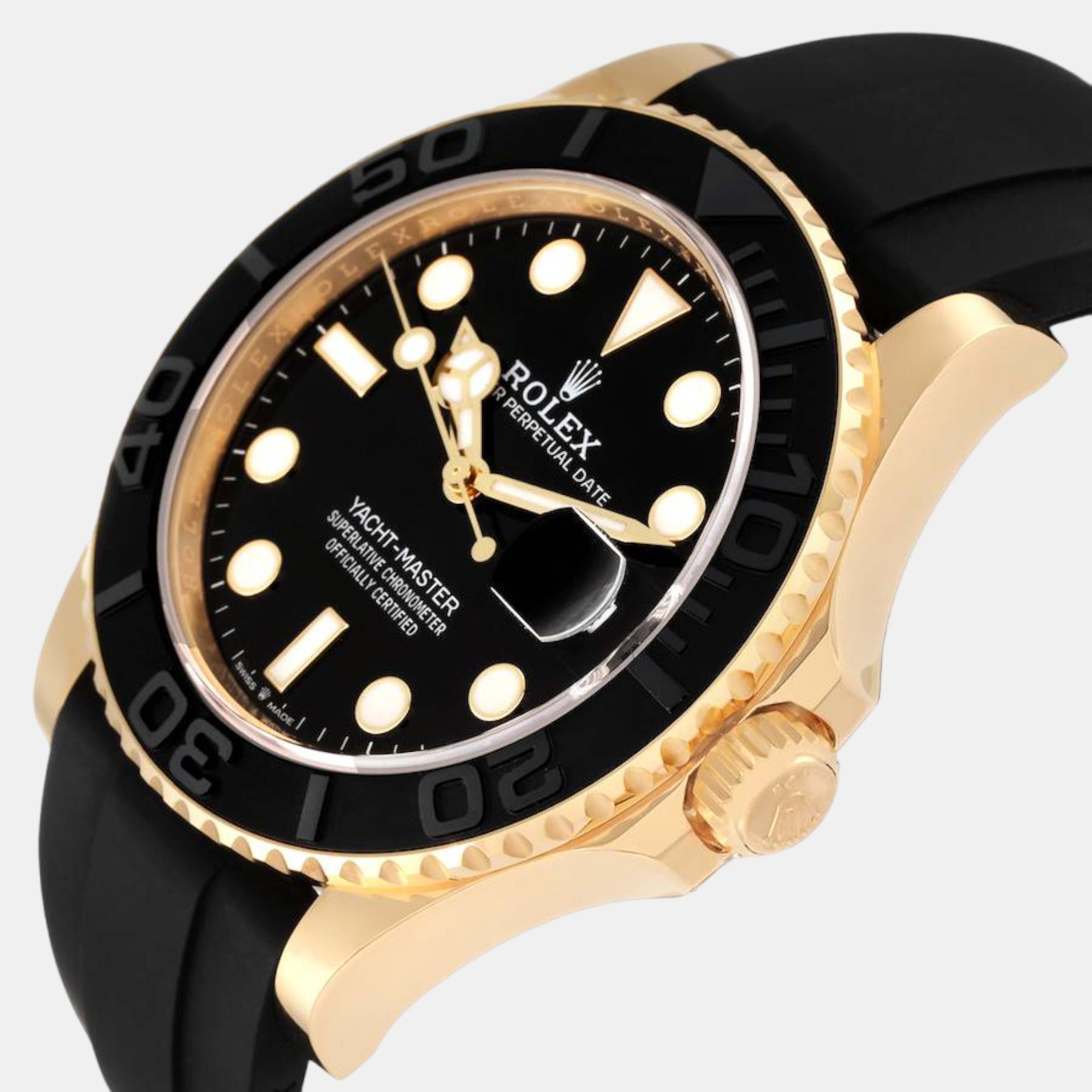 

Rolex Yacht-Master Yellow Gold Oysterflex Bracelet Mens Watch 226658, Black