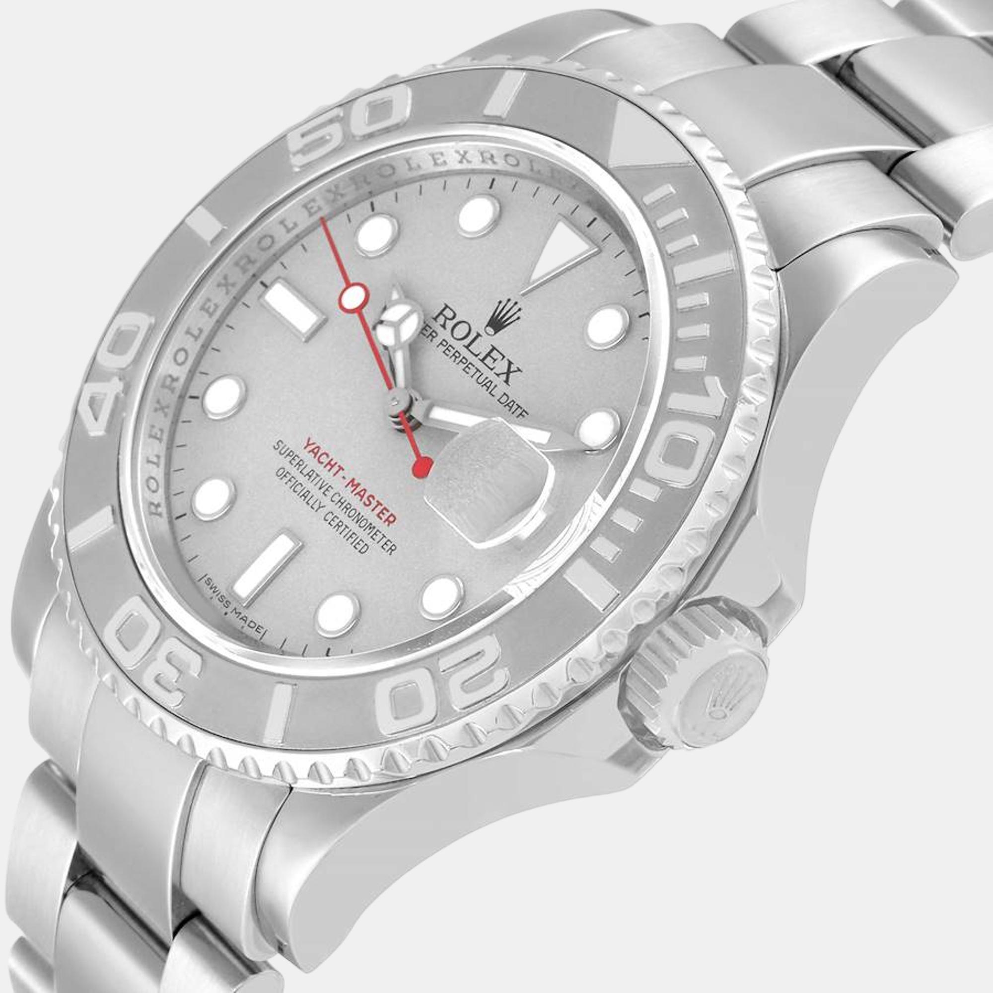

Rolex Yachtmaster Silver Dial Platinum Bezel Steel Mens Watch 16622