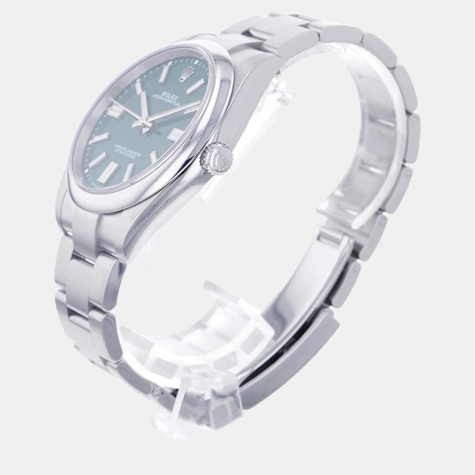

Rolex Green Stainless Steel Oyster Perpetual 124300 Men's Wristwatch 41 mm