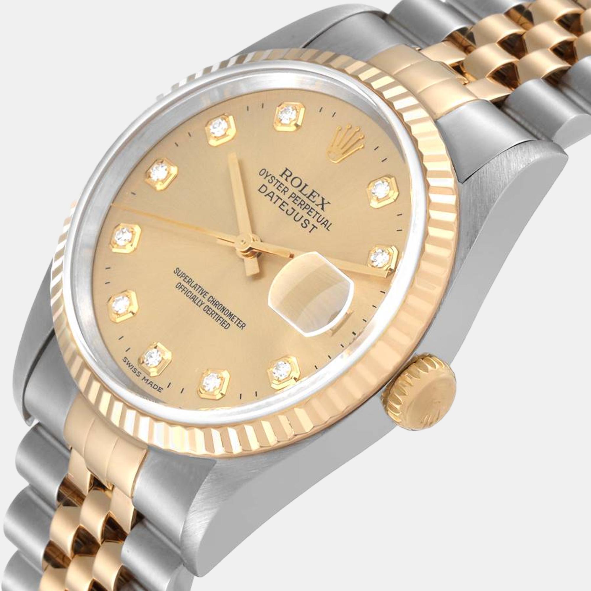 

Rolex Datejust Stainless Steel Yellow Gold Mens Watch 16233