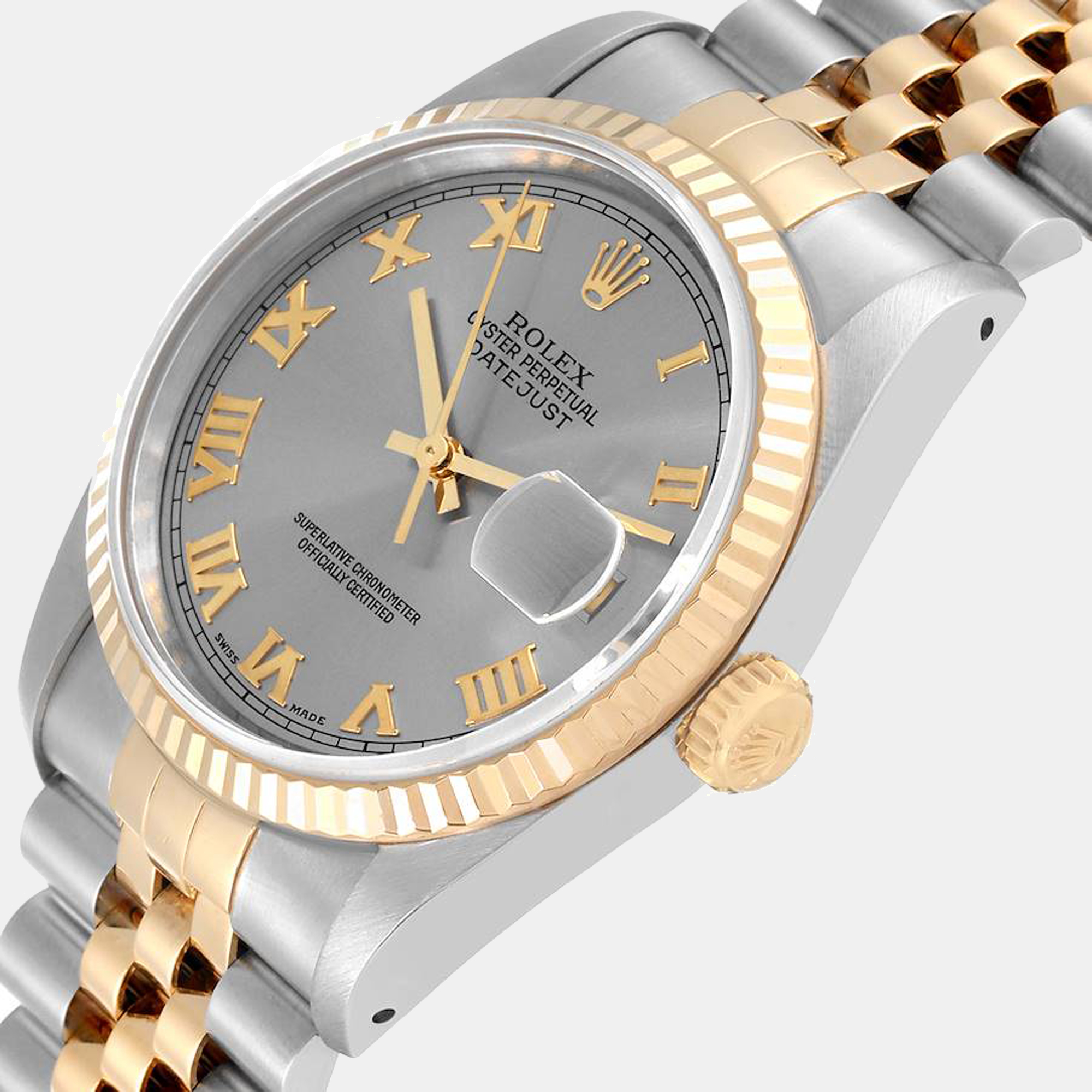 

Rolex Datejust Stainless Steel Yellow Gold Mens Watch 16233, Silver