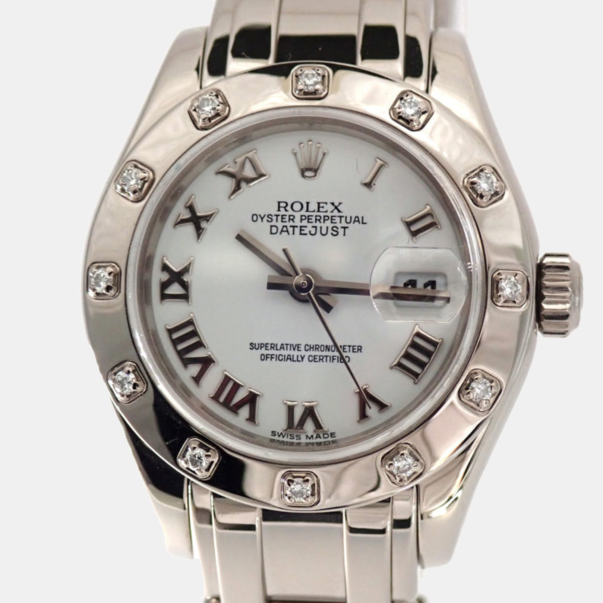 Pre-owned Rolex Datejust Pearlmaster 80319 In White