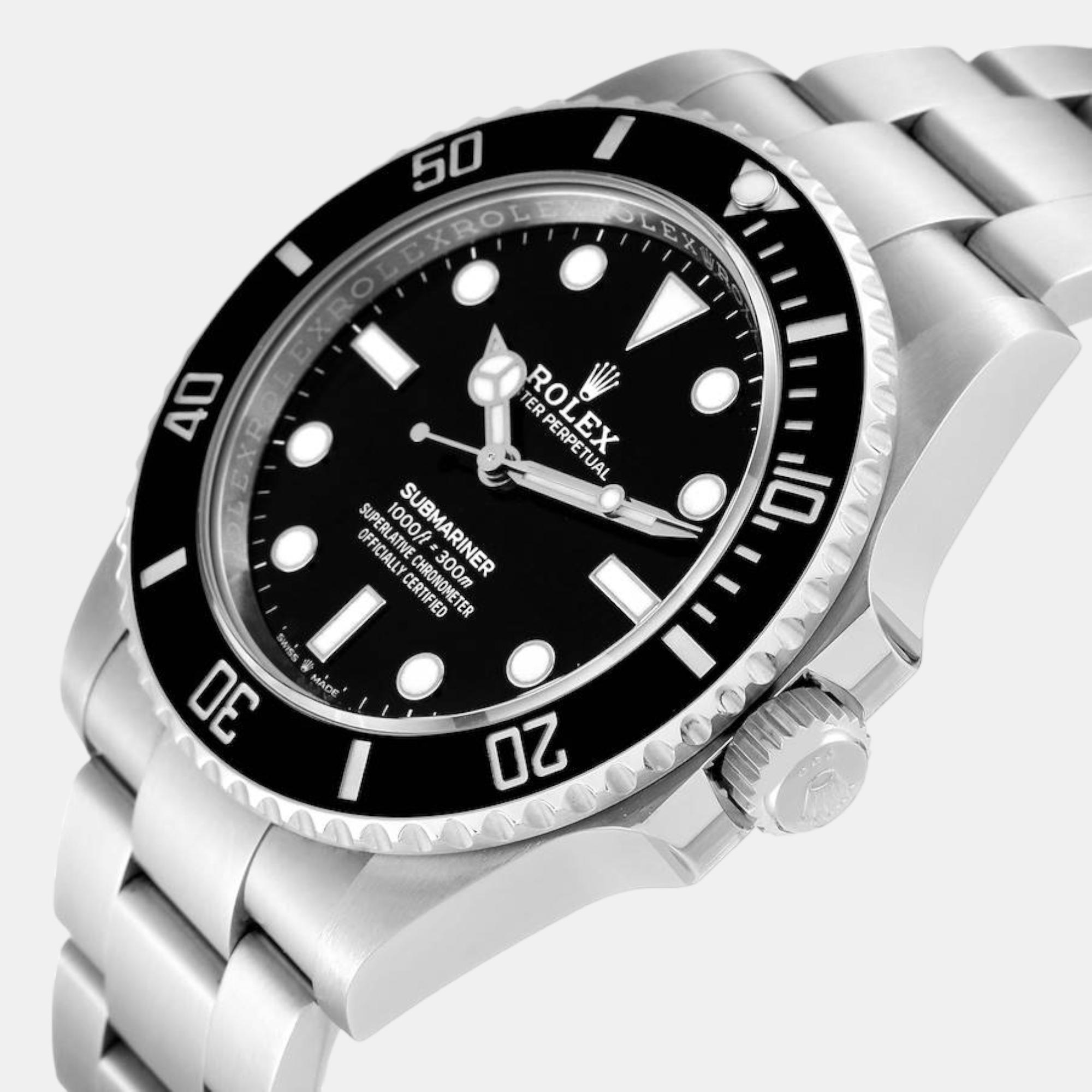 

Rolex Submariner Non-Date Ceramic Bezel Steel Mens Watch 124060, Black