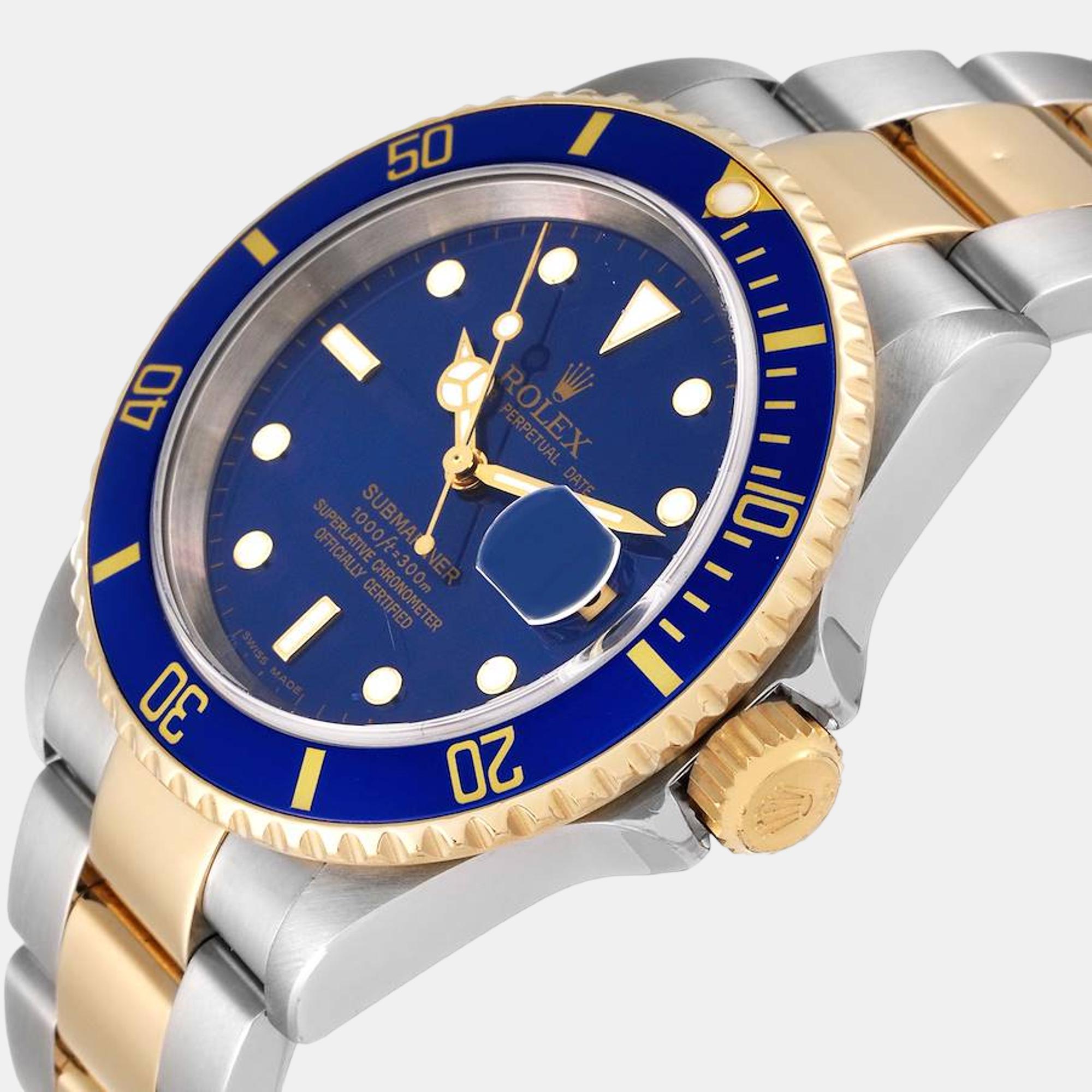 

Rolex Submariner Blue Dial Steel Yellow Gold Mens Watch 16613