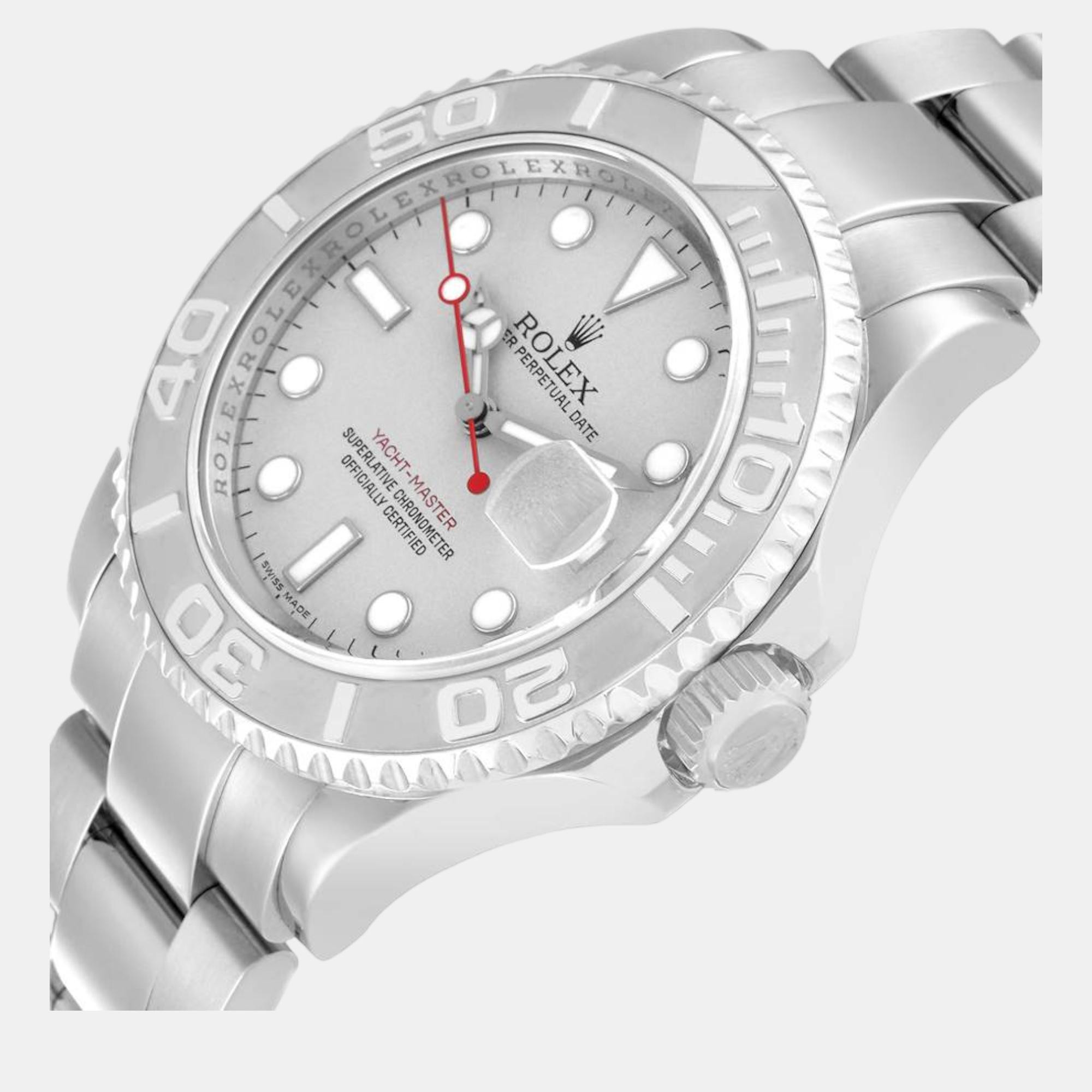 

Rolex Yachtmaster Silver Dial Platinum Bezel Steel Men's Watch 16622 40 mm