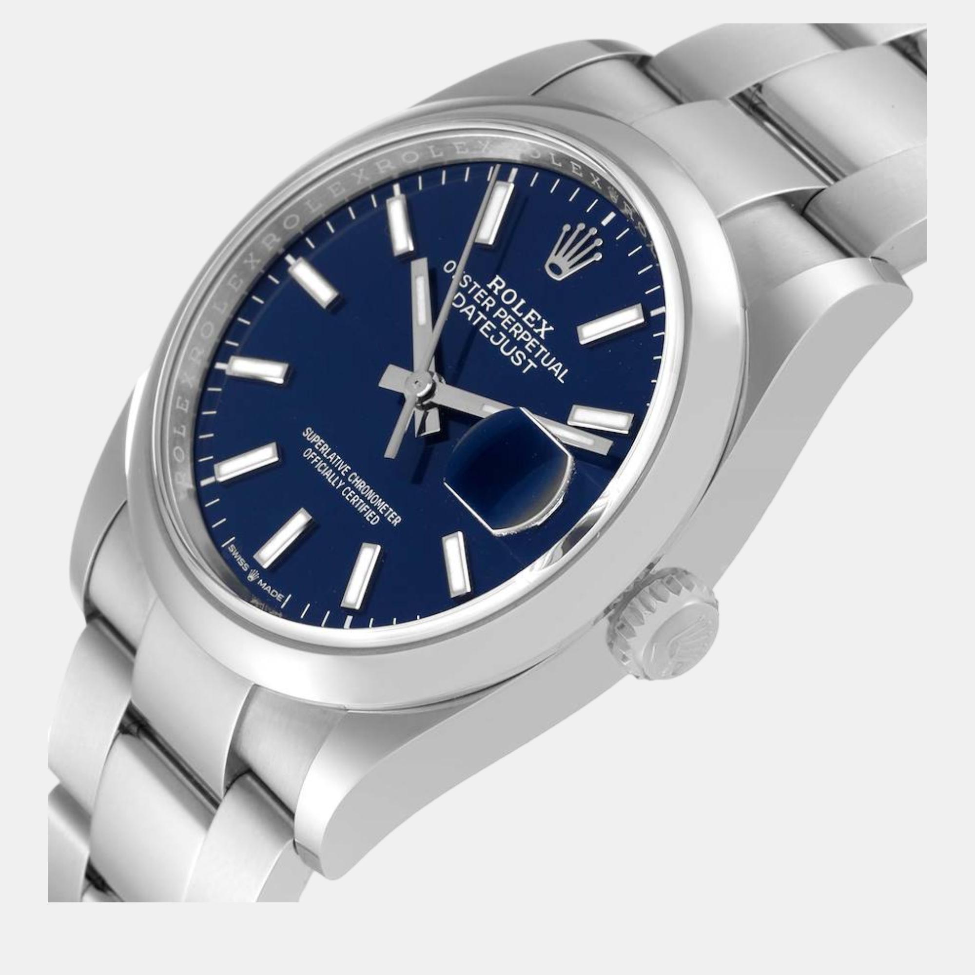 

Rolex Datejust 36 Blue Dial Domed Bezel Steel Men's Watch 126200 36 mm
