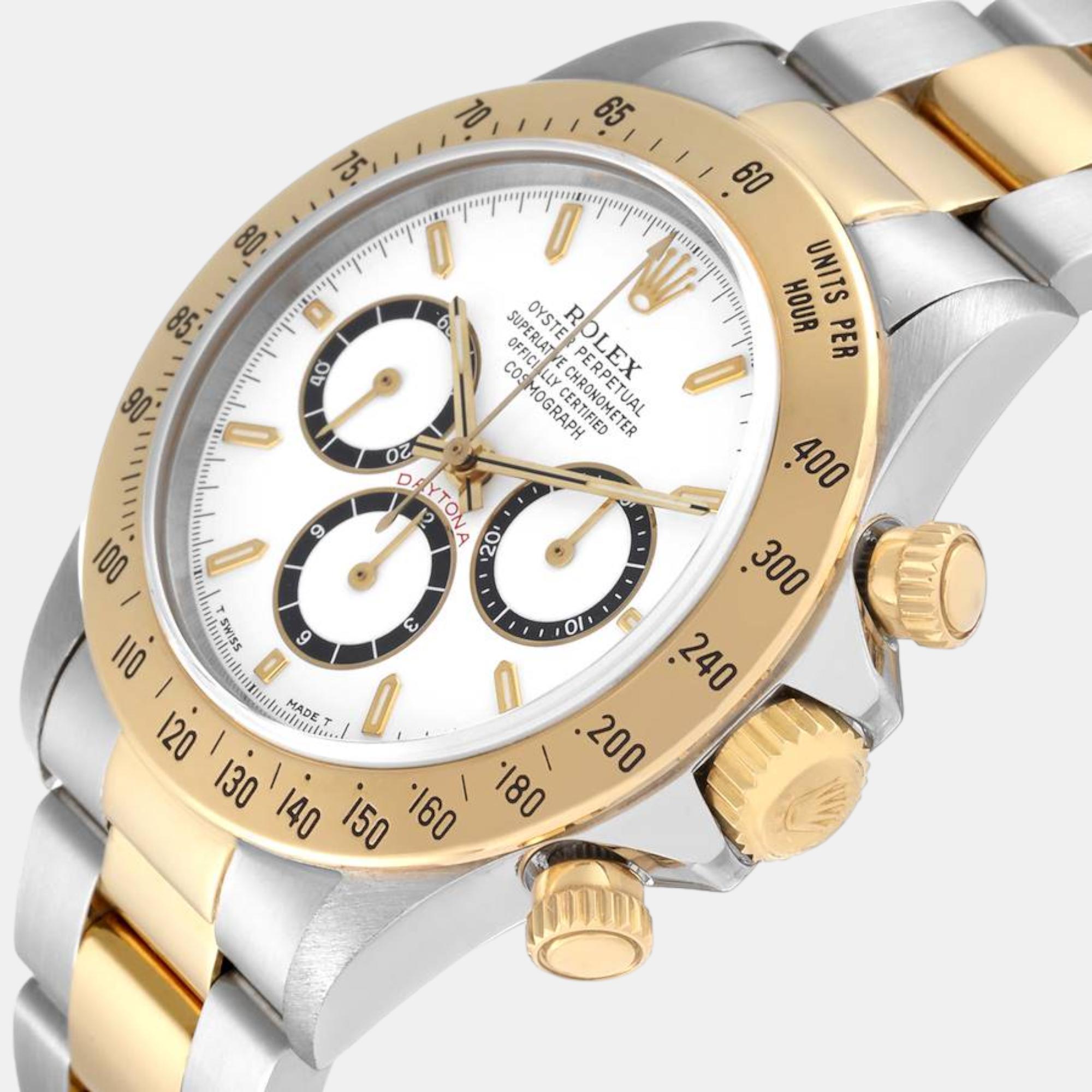 

Rolex Daytona Steel Yellow Gold Zenith Movement Men's Watch 16523 40 mm, White