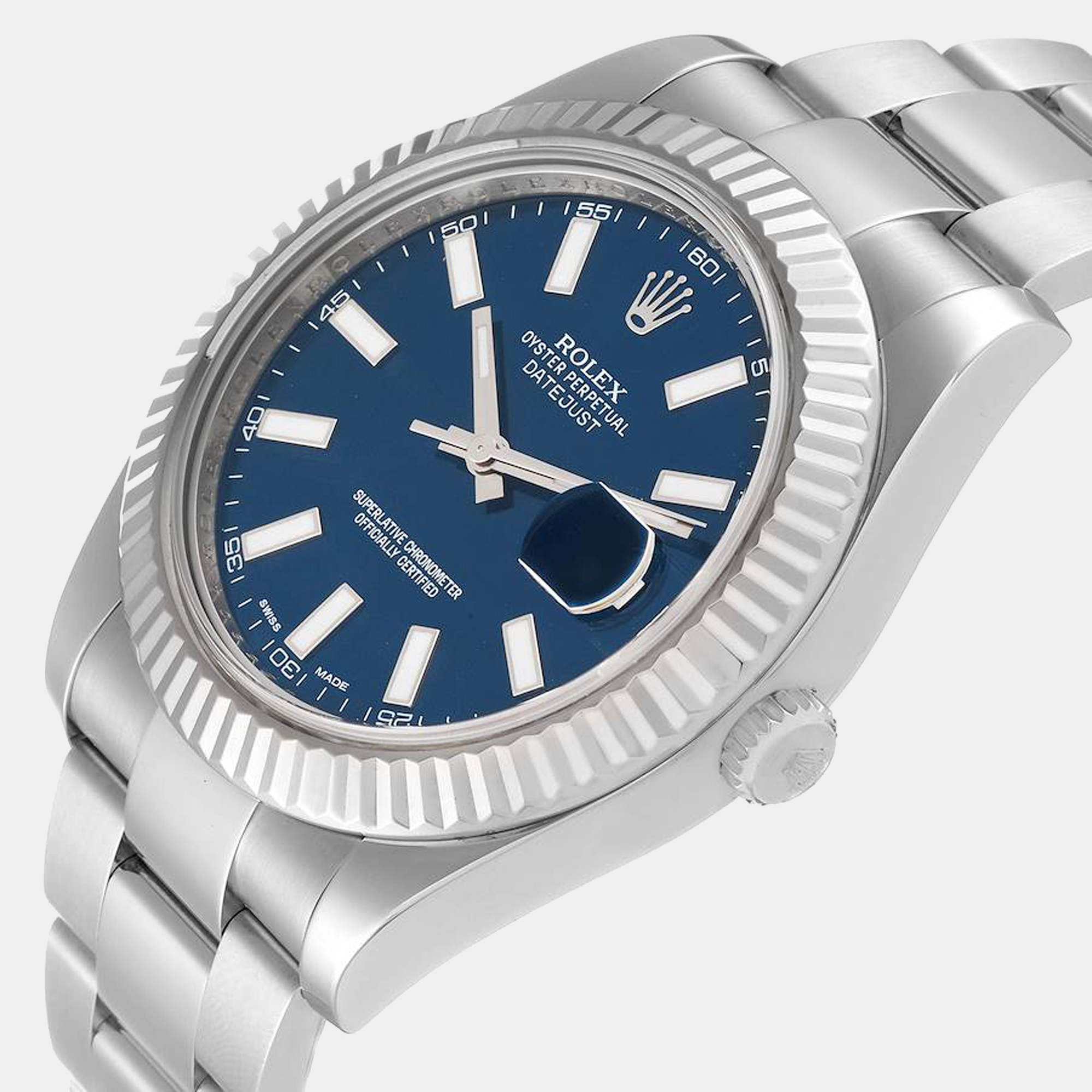 

Rolex Datejust II 41 Blue Dial Steel White Gold Men's Watch 116334 41 mm, Black