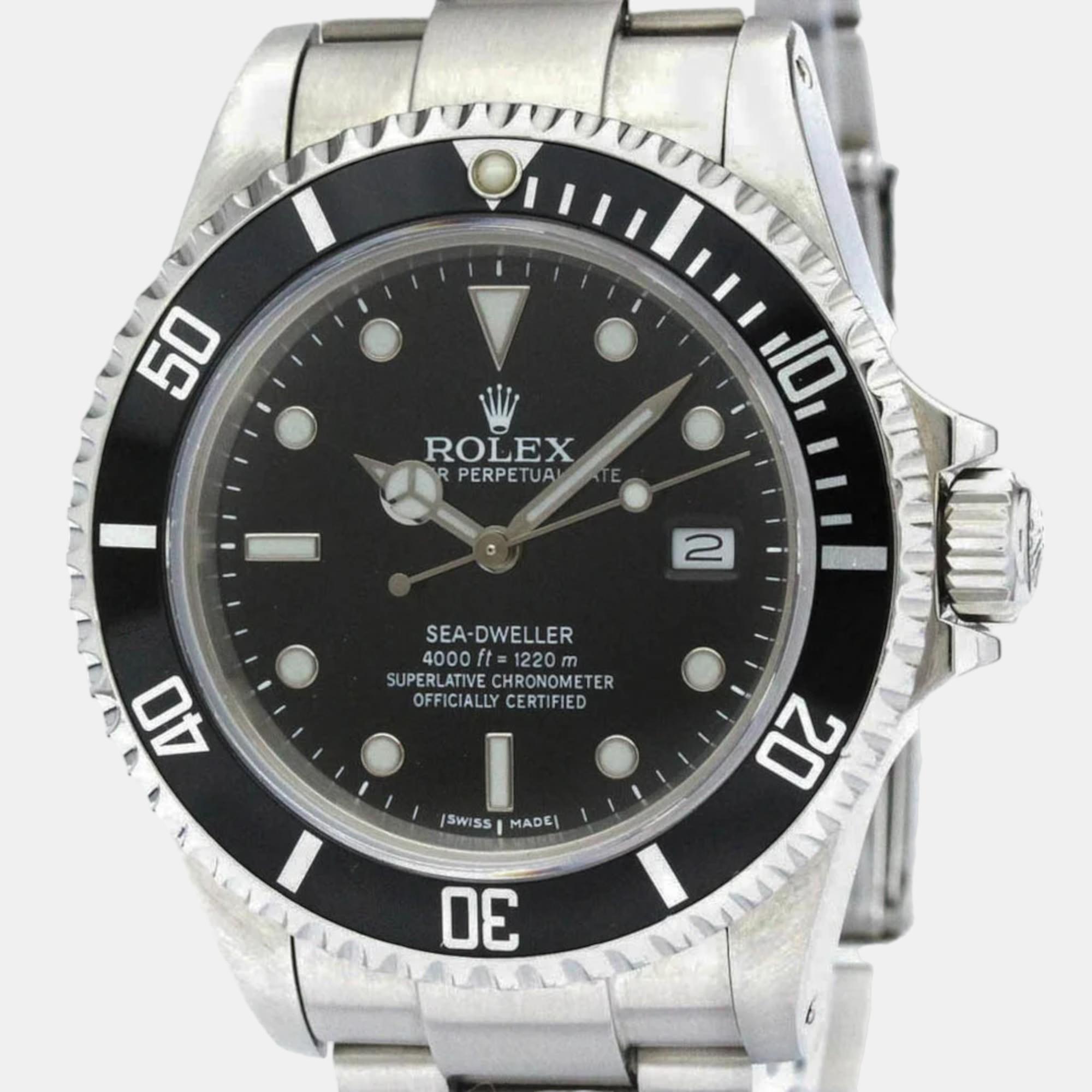 Pre-owned Rolex Black Stainless Steel Sea-dweller 16660 Automatic Men's Wristwatch 40 Mm