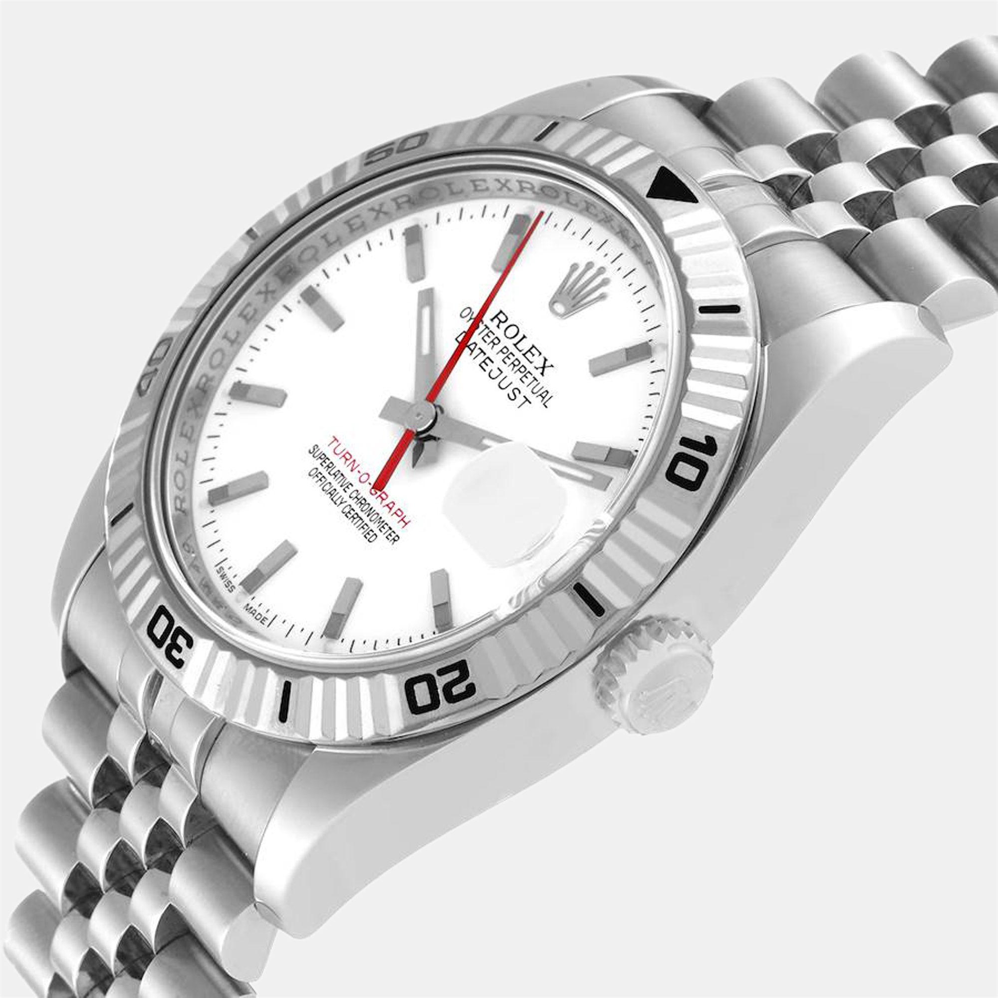 

Rolex Datejust Turnograph Steel White Gold White Dial Men's Watch 116264 36 mm