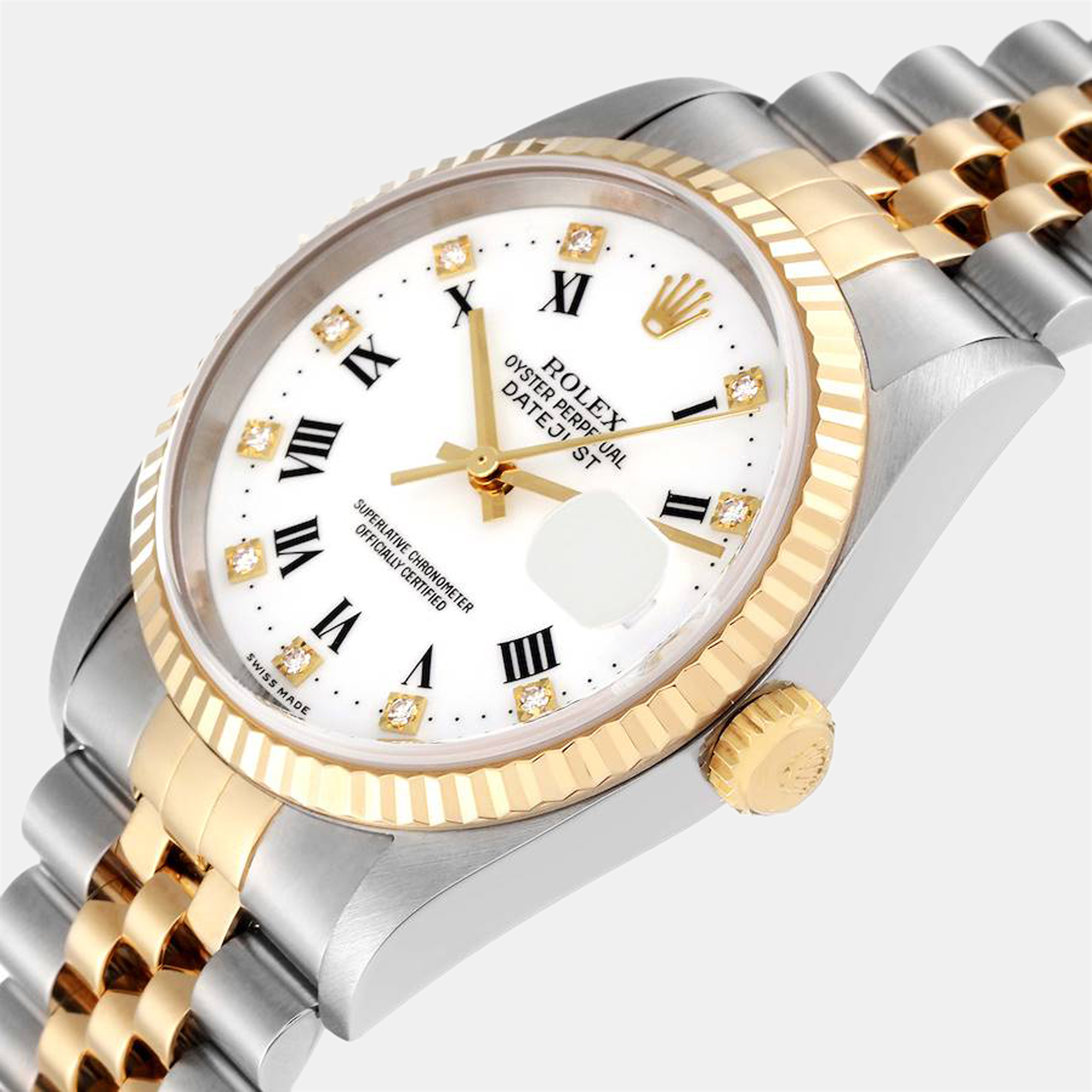 

Rolex Datejust Steel Yellow Gold White Diamond Dial Men's Watch 36 mm