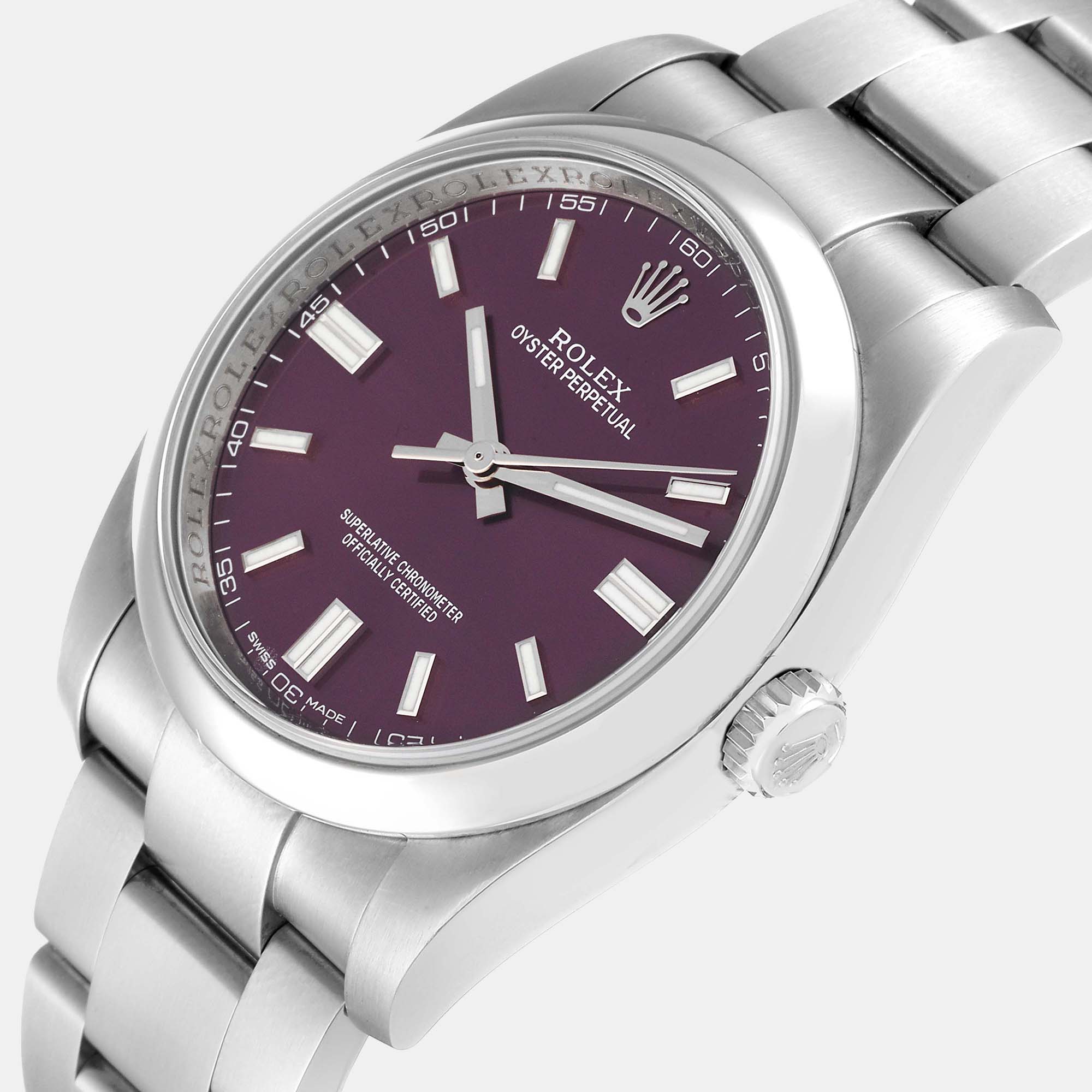 

Rolex Oyster Perpetual Red Grape Dial Steel Mens Watch 116000 36 mm, Purple