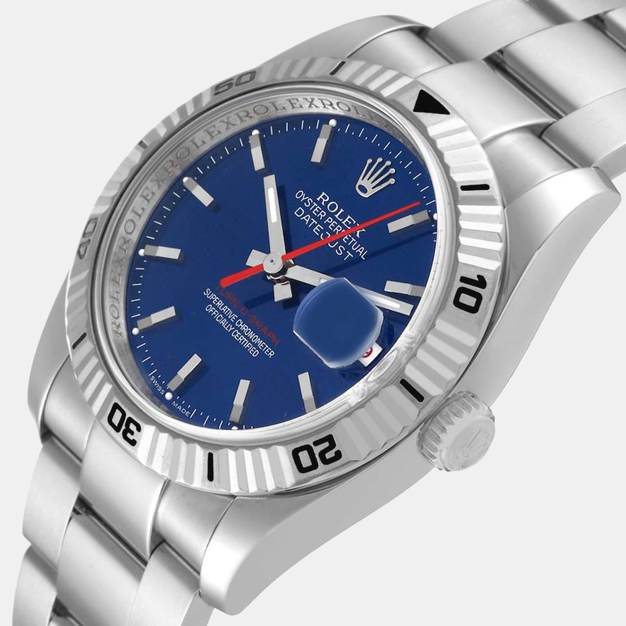 

Rolex Datejust Turnograph Steel White Gold Blue Dial Men's Watch 116264 36 mm