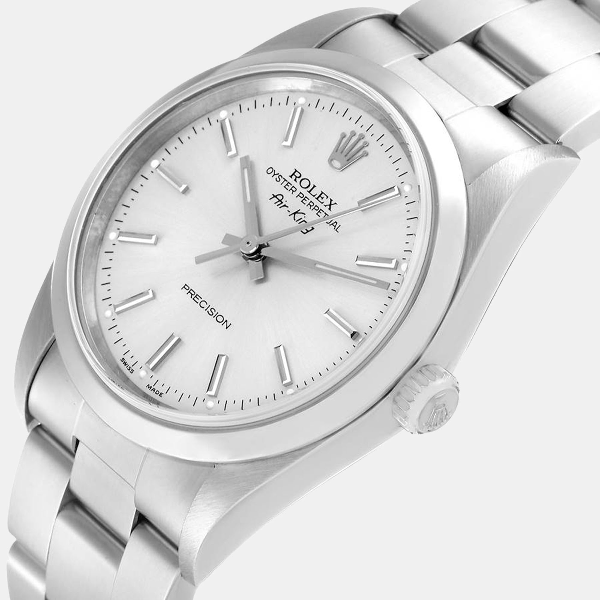 

Rolex Air King Silver Dial Smooth Bezel Steel Men's Watch 14000 34 mm