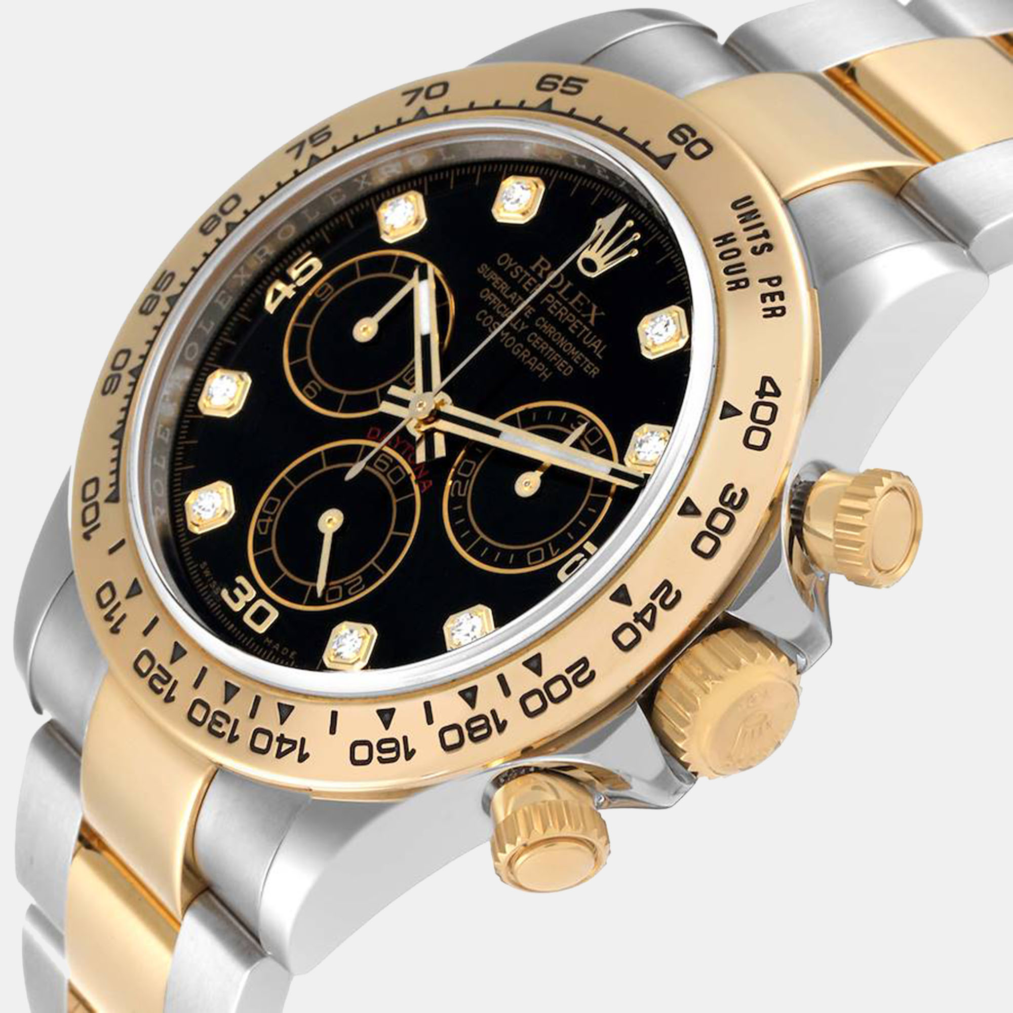 

Rolex Cosmograph Daytona Steel Yellow Gold Diamond Men's Watch 116503 40 mm, Black