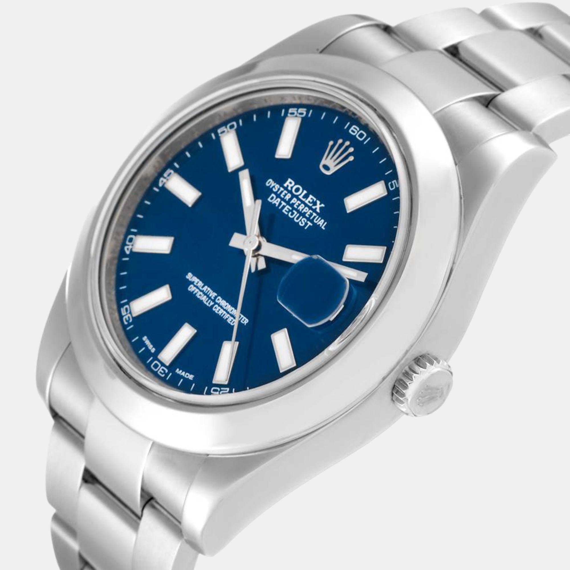 

Rolex Datejust II 41 Blue Baton Dial Oyster Bracelet Steel Mens Watch 116300