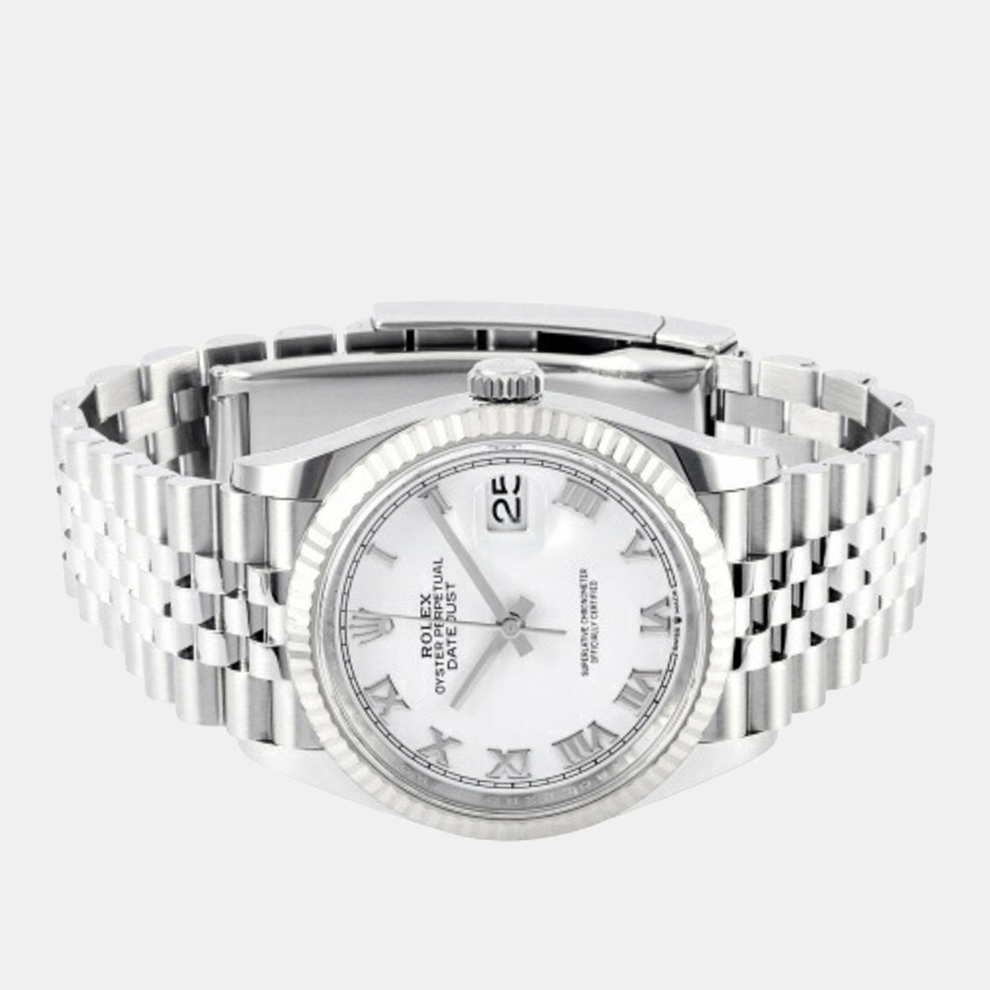 

Rolex White 18k White Gold And Stainless Steel Datejust 126234 Automatic Men's Wristwatch 36 mm