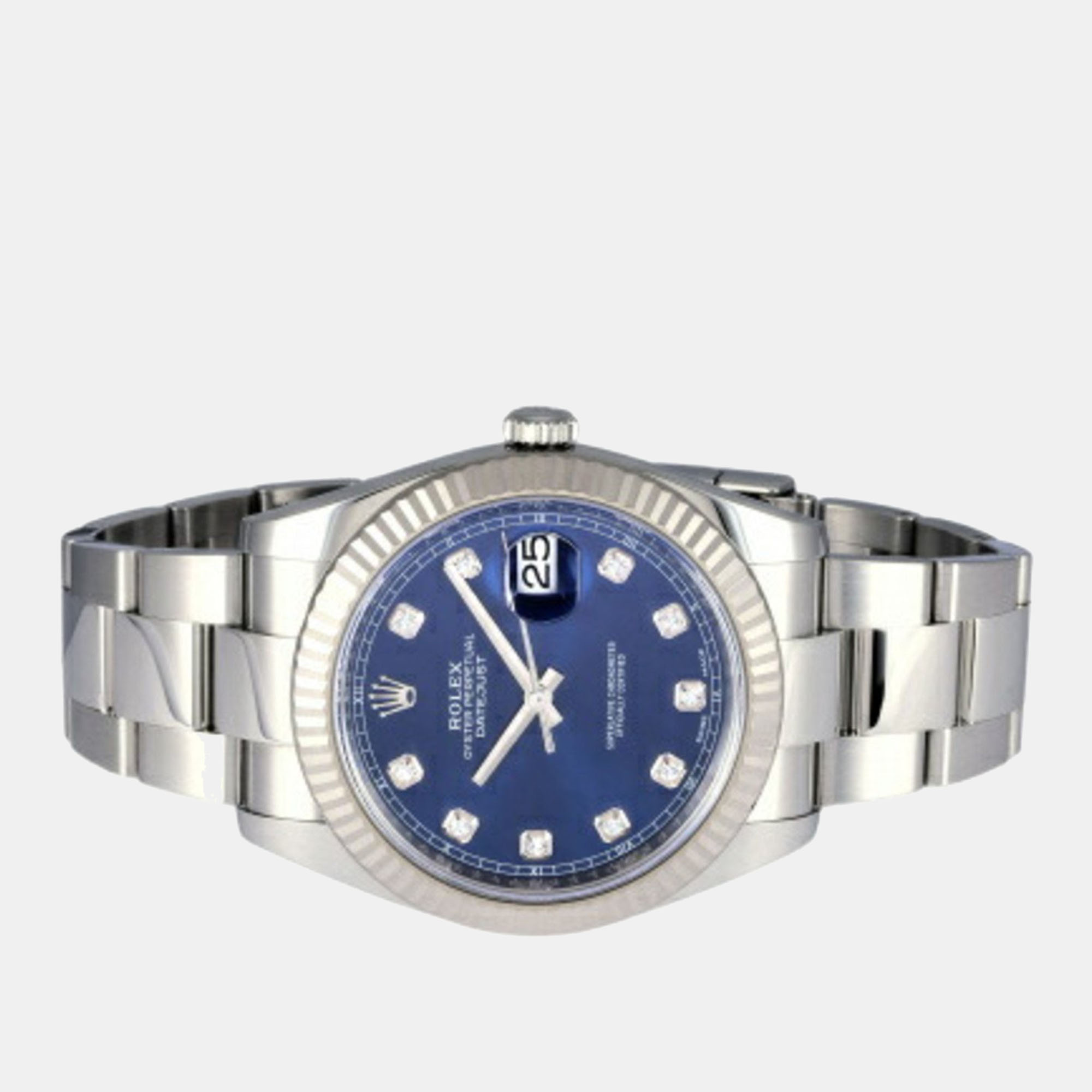 

Rolex Blue Diamond 18k White Gold And Stainless Steel Datejust 126334 Automatic Men's Wristwatch 41 mm