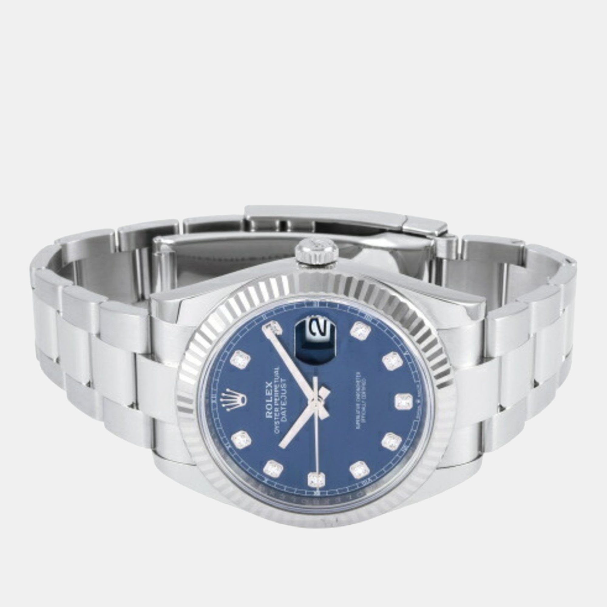 

Rolex Blue Diamond 18k White Gold And Stainless Steel Datejust 126334 Automatic Men's Wristwatch 41 mm