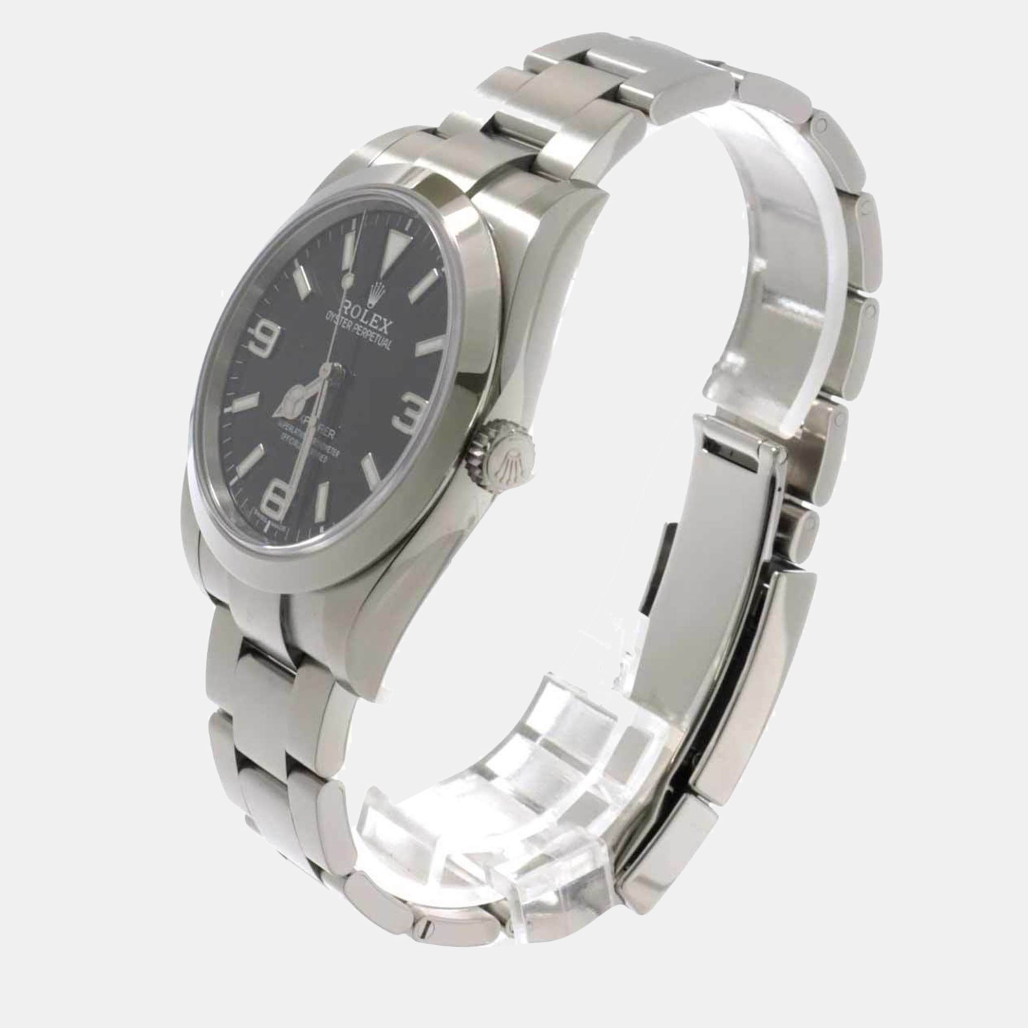

Rolex Black Stainless Steel Explorer 214270 Automatic Men's Wristwatch 39 mm