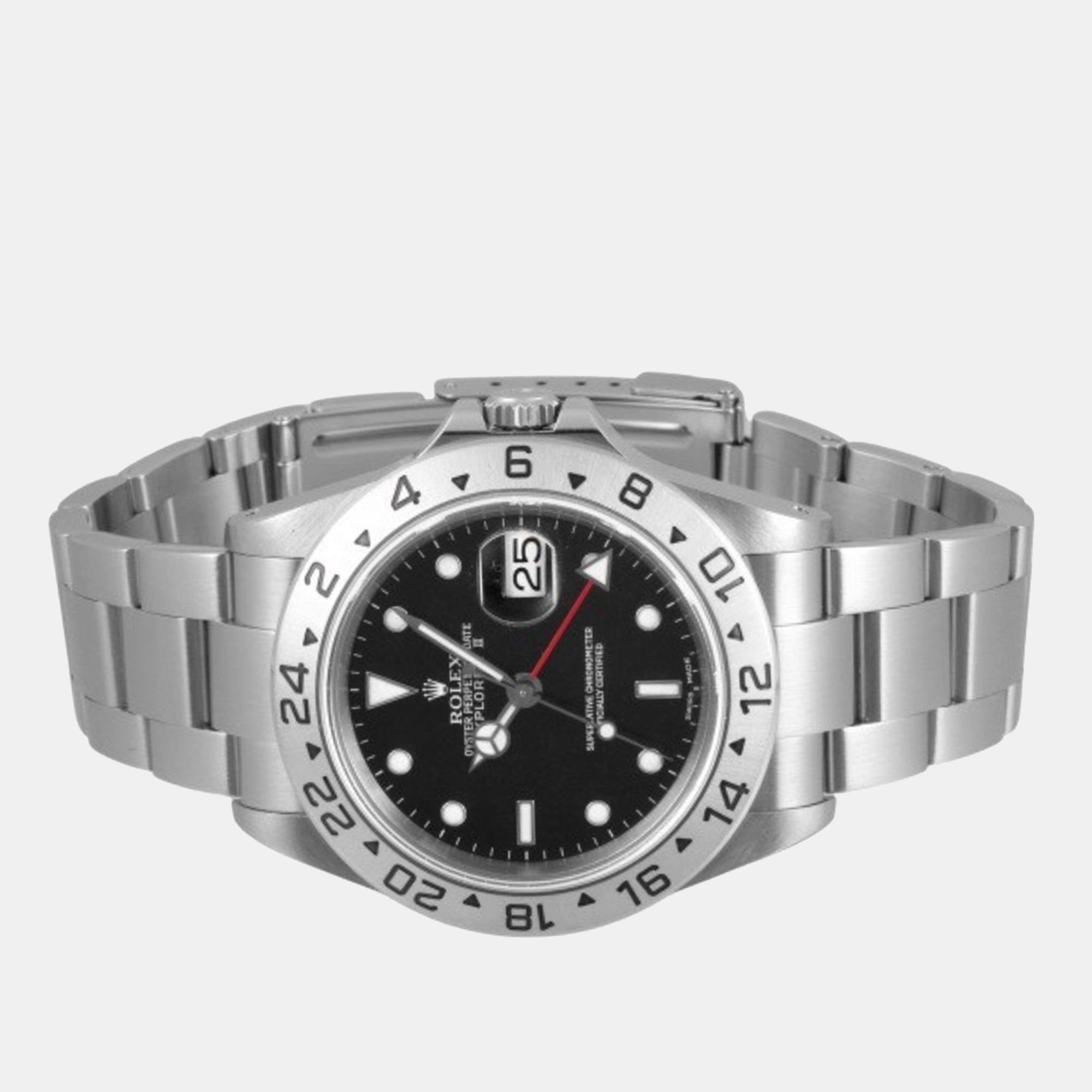 

Rolex Black Stainless Steel Explorer II 16570 Automatic Men's Wristwatch 40 mm