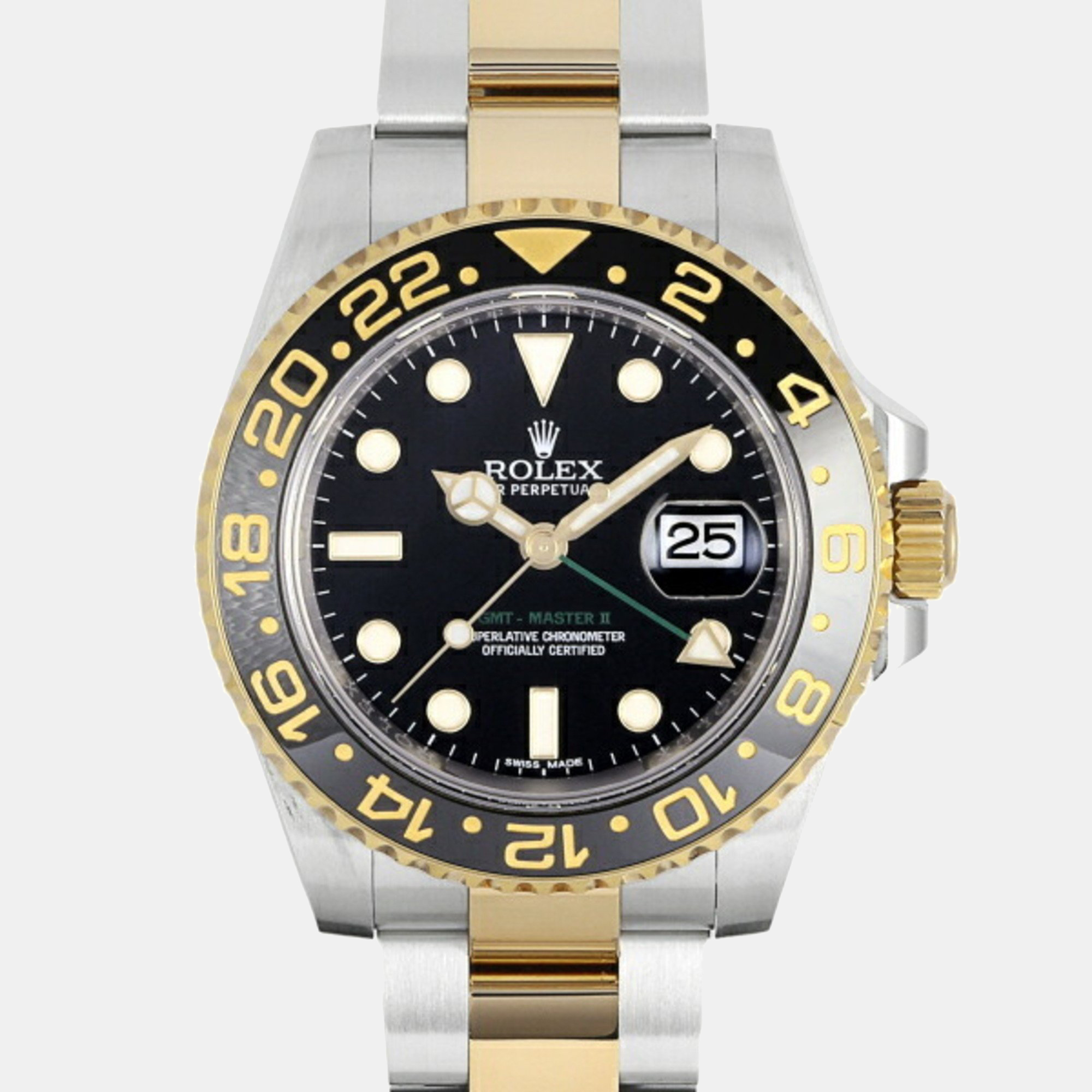 

Rolex Black 18k Yellow Gold And Stainless Steel GMT-Master II 116713LN Automatic Men's Wristwatch 40 mm