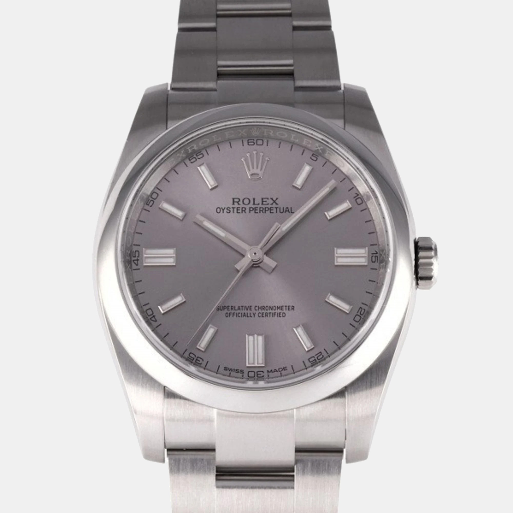 

Rolex Grey Stainless Steel Oyster Perpetual 116000 Automatic Men's Wristwatch 36 mm