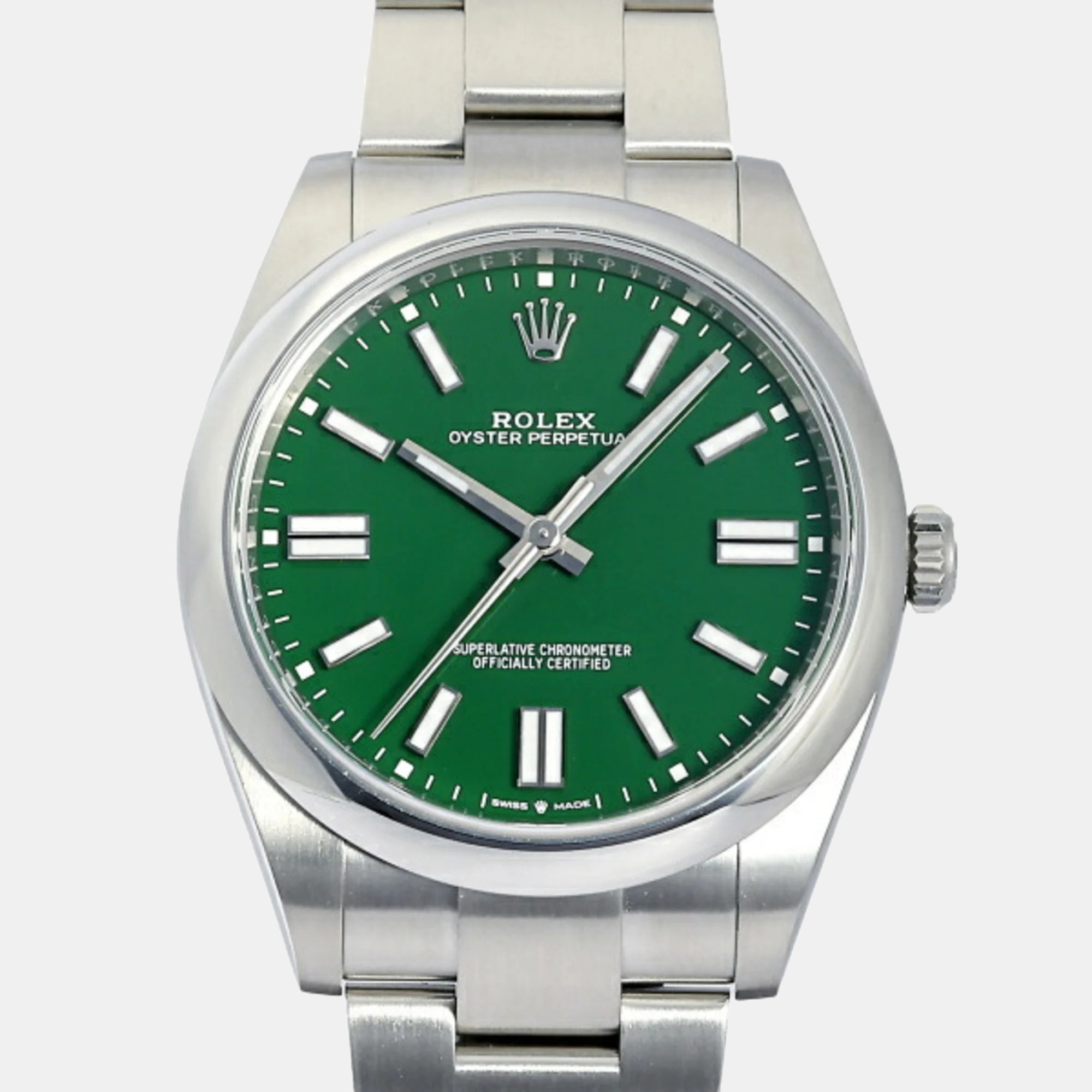 

Rolex Green Stainless Steel Oyster Perpetual 124300 Automatic Men's Wristwatch 41 mm