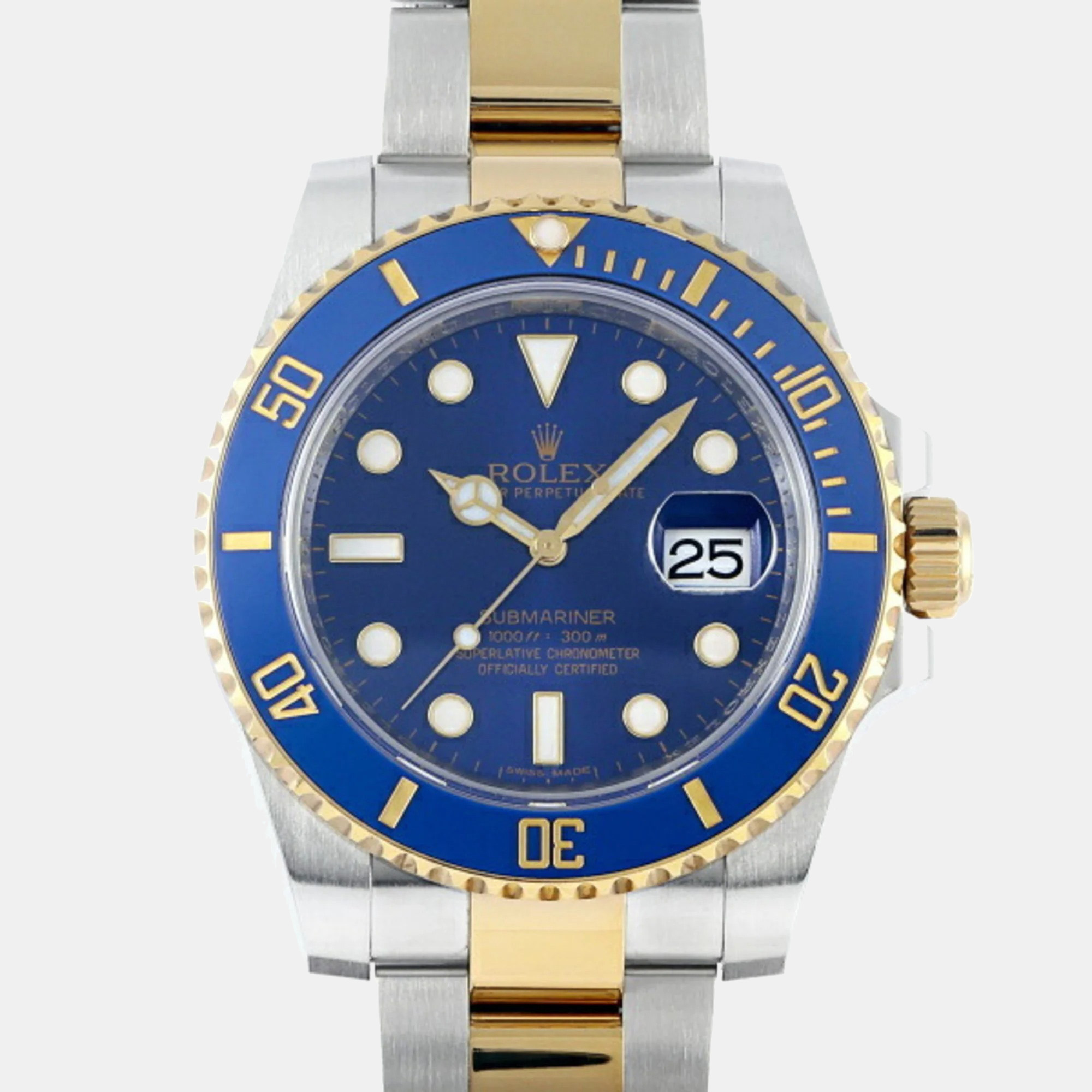 

Rolex Blue 18k Yellow Gold And Stainless Steel Submariner 116613LB Automatic Men's Wristwatch 41 mm