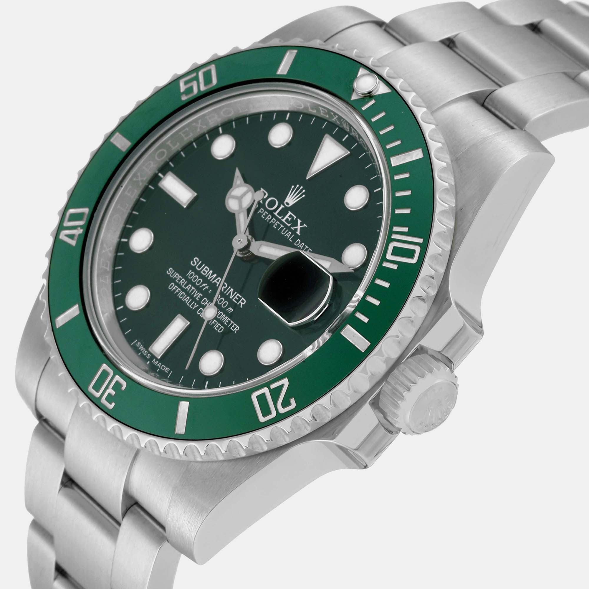 

Rolex Submariner Hulk Green Dial Steel Men's Watch 116610LV 40 mm