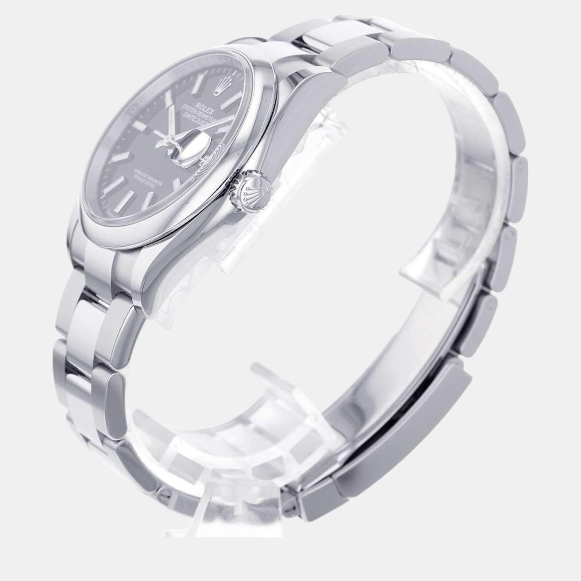 

Rolex Black Stainless Steel Datejust 126200 Automatic Men's Wristwatch 36 mm