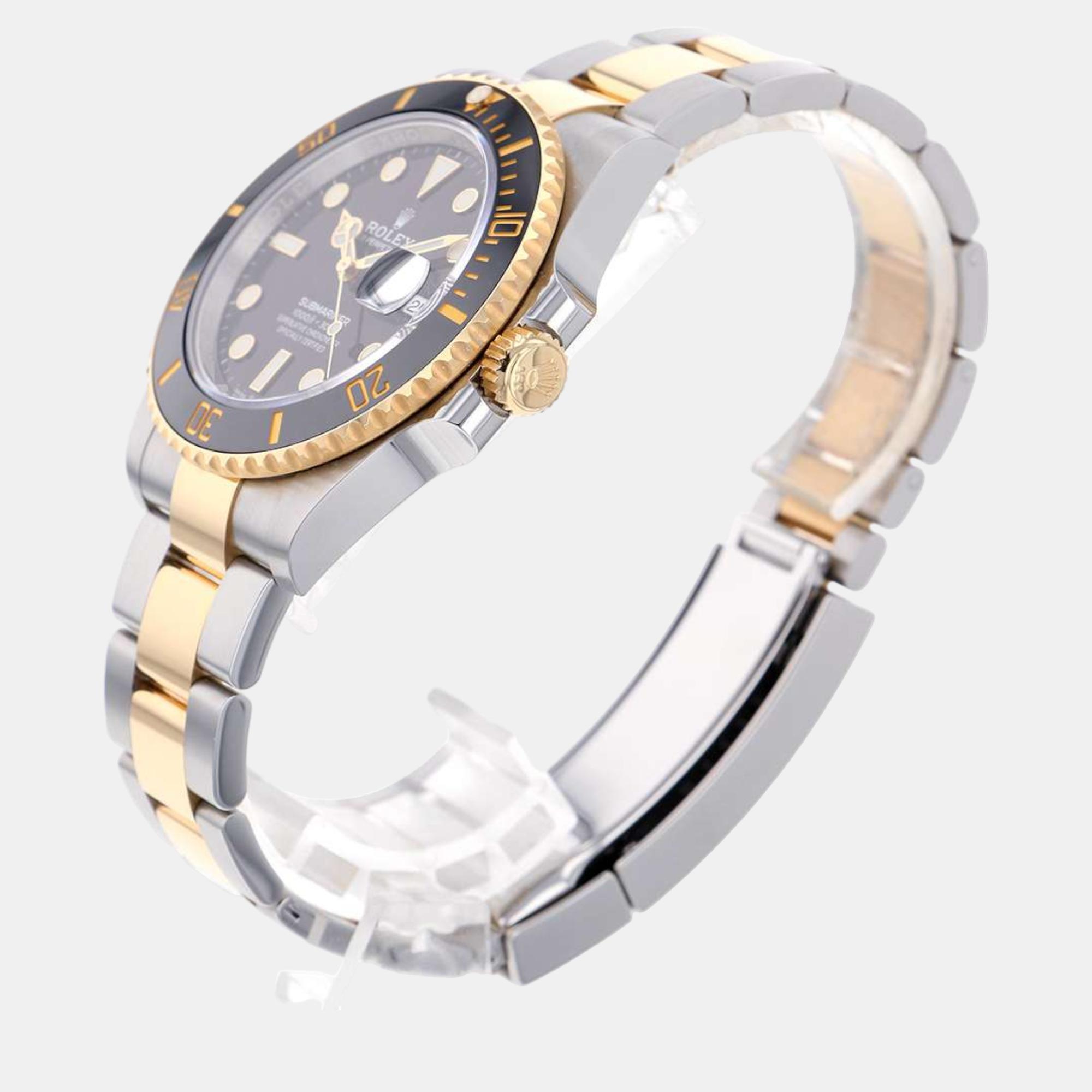 

Rolex Black 18k Yellow Gold And Stainless Steel Submariner 126613LN Automatic Men's Wristwatch 41 mm