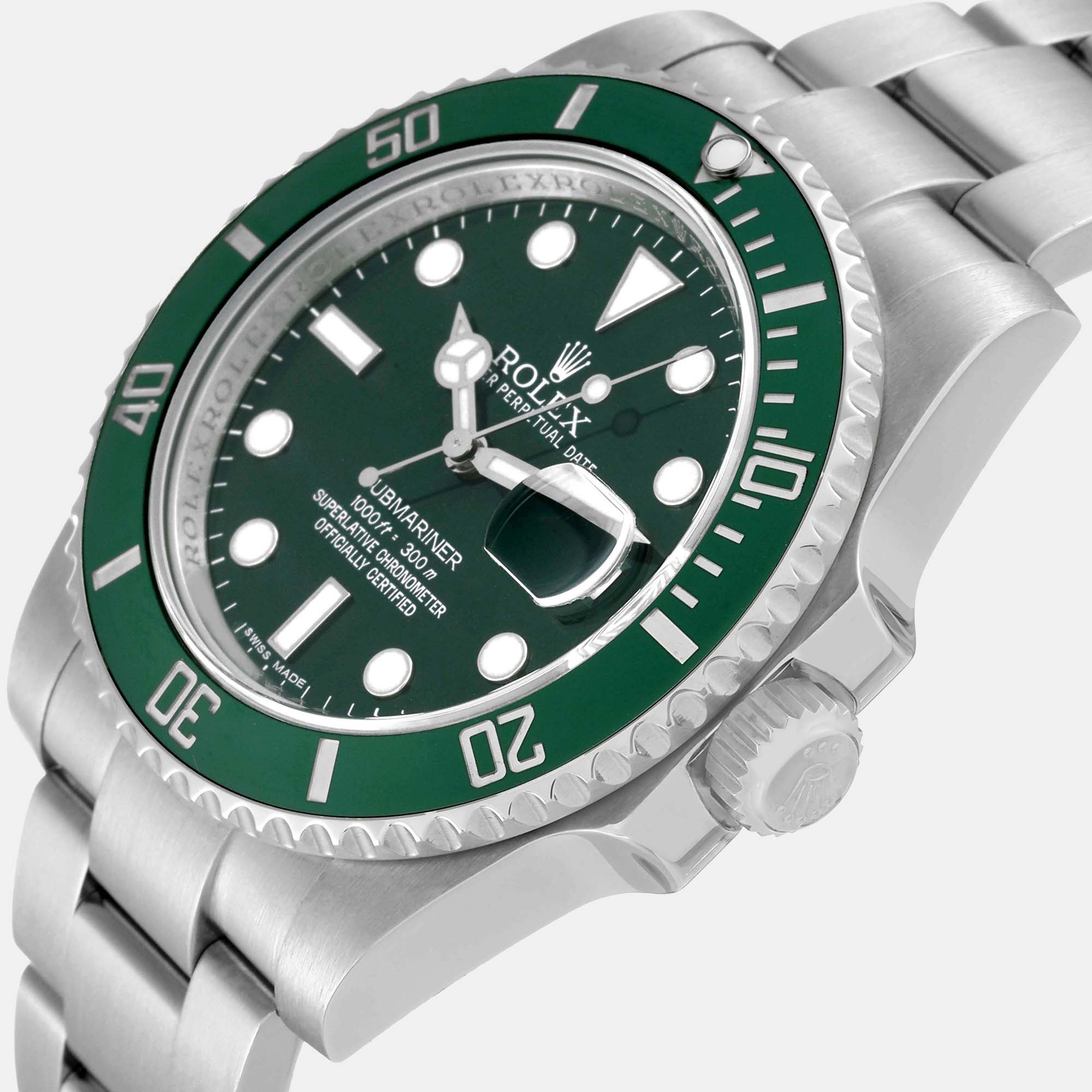 

Rolex Submariner Hulk Green Dial Steel Men's Watch 116610LV 40 mm