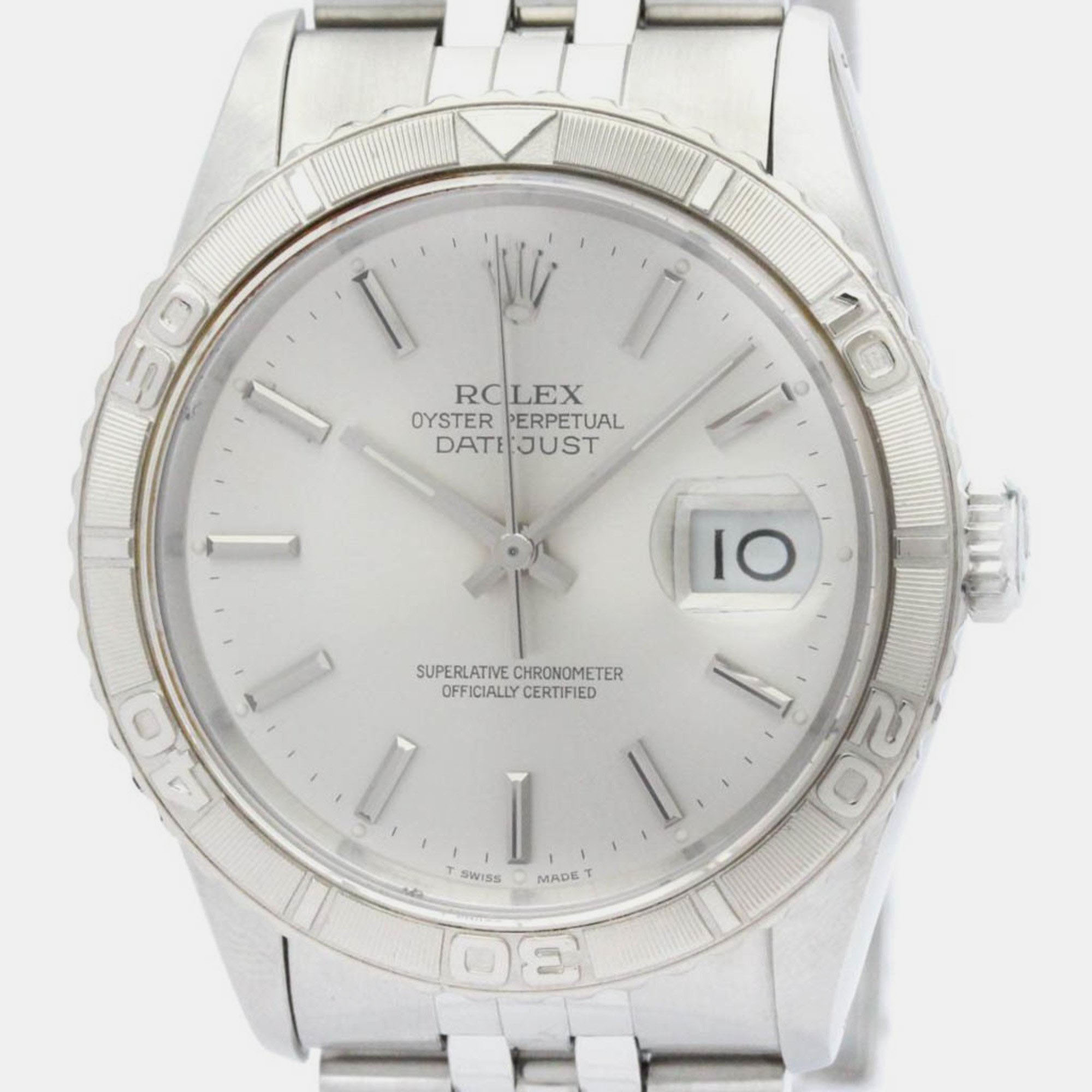 

Rolex Silver 18k White Gold And Stainless Steel Datejust 16264 Automatic Men's Wristwatch 36 mm