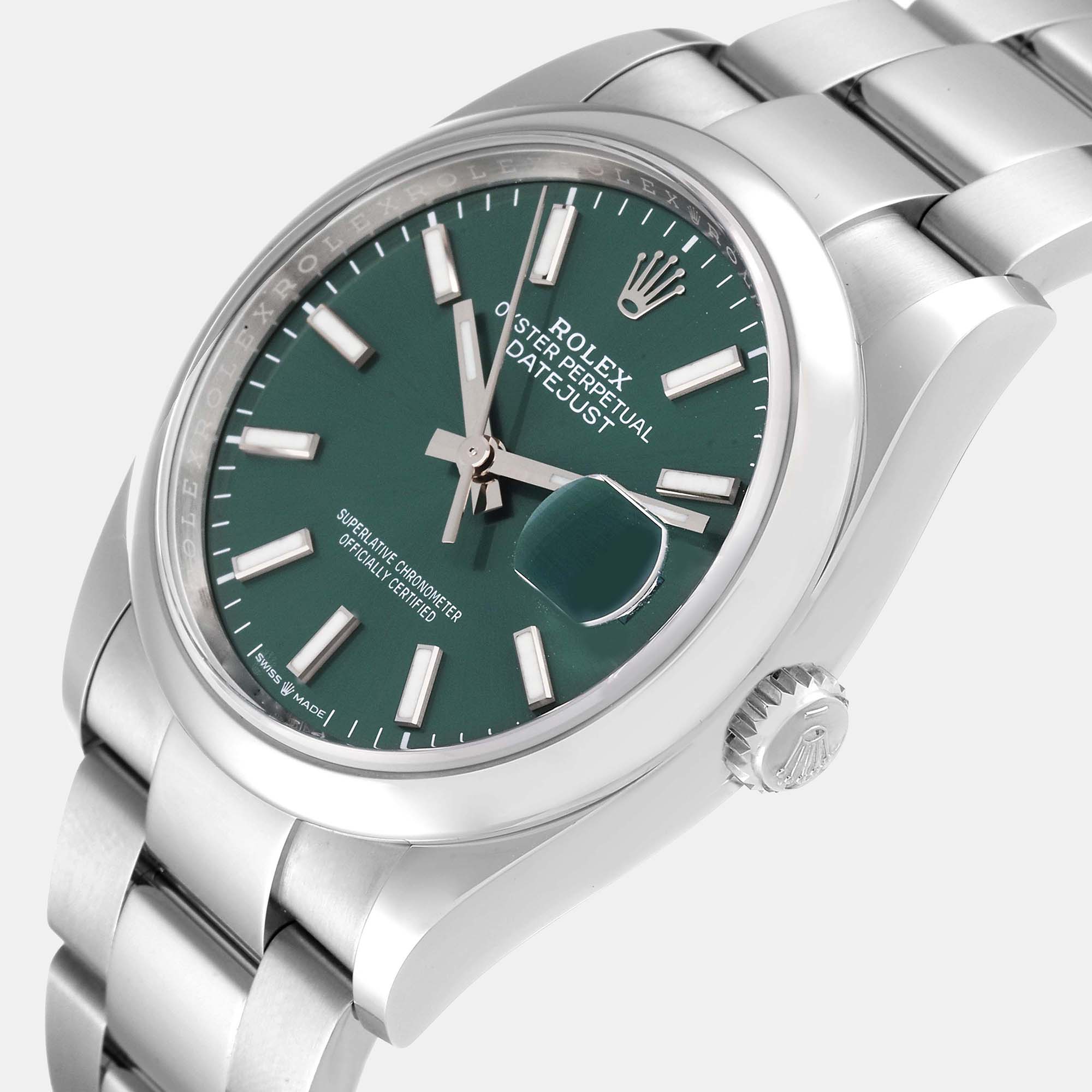 

Rolex Datejust Mint Green Dial Domed Bezel Steel Men's Watch 126200 Unworn 36 mm