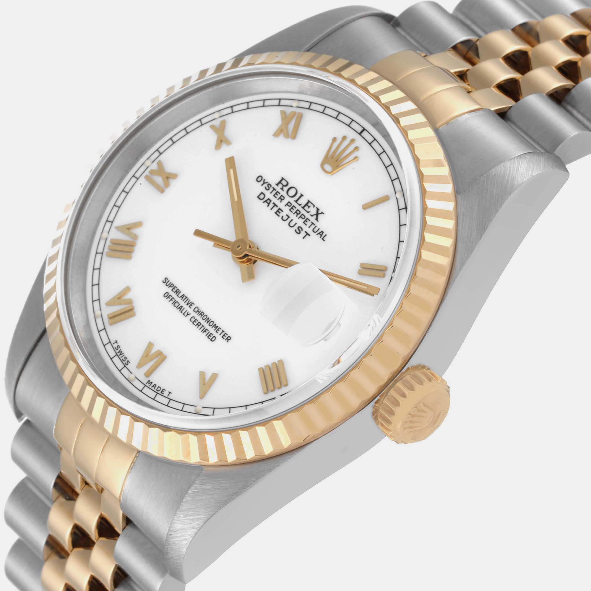 

Rolex Datejust Steel Yellow Gold White Dial Mens Watch 16233 36 mm