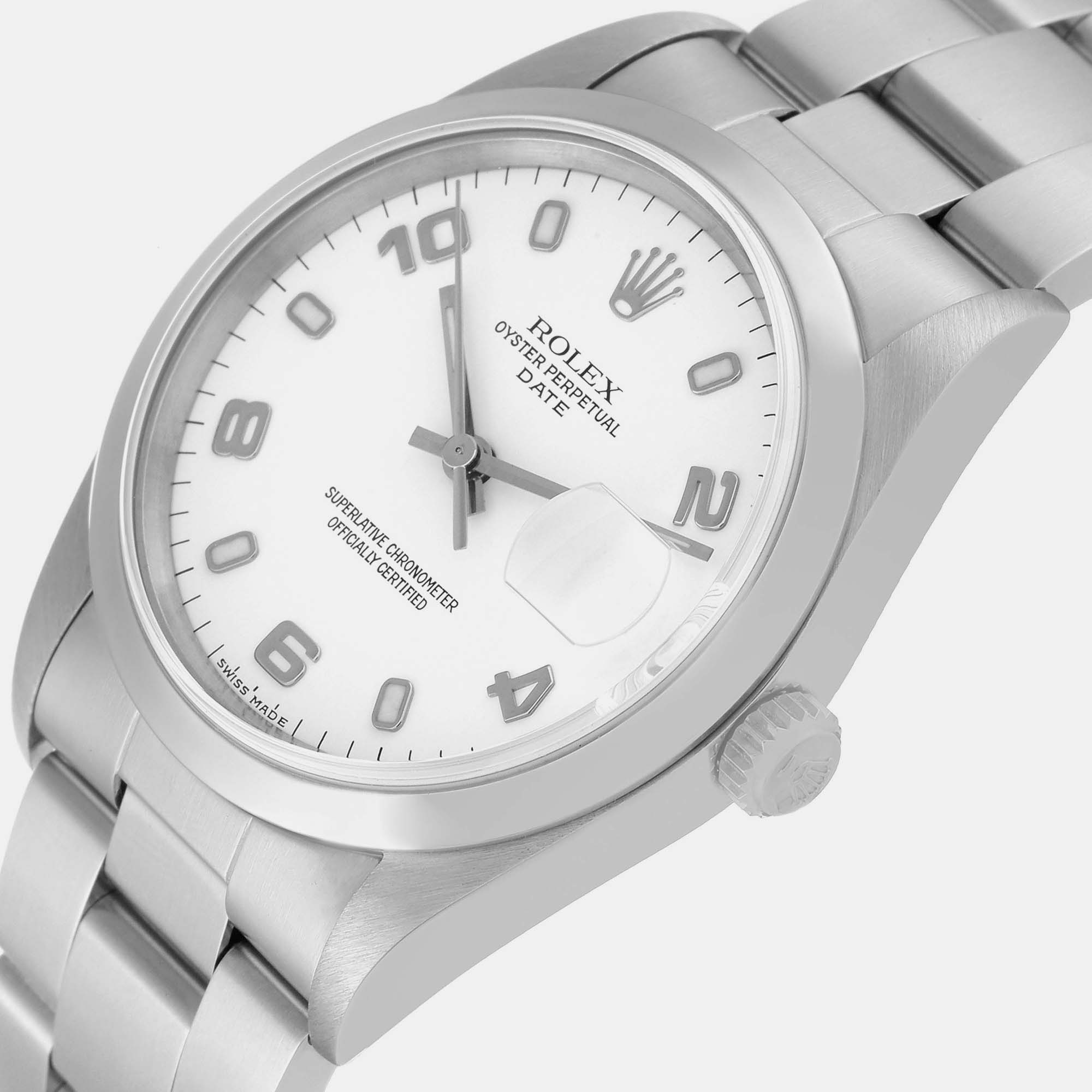 

Rolex Date White Dial Oyster Bracelet Steel Mens Watch 15200 34 mm