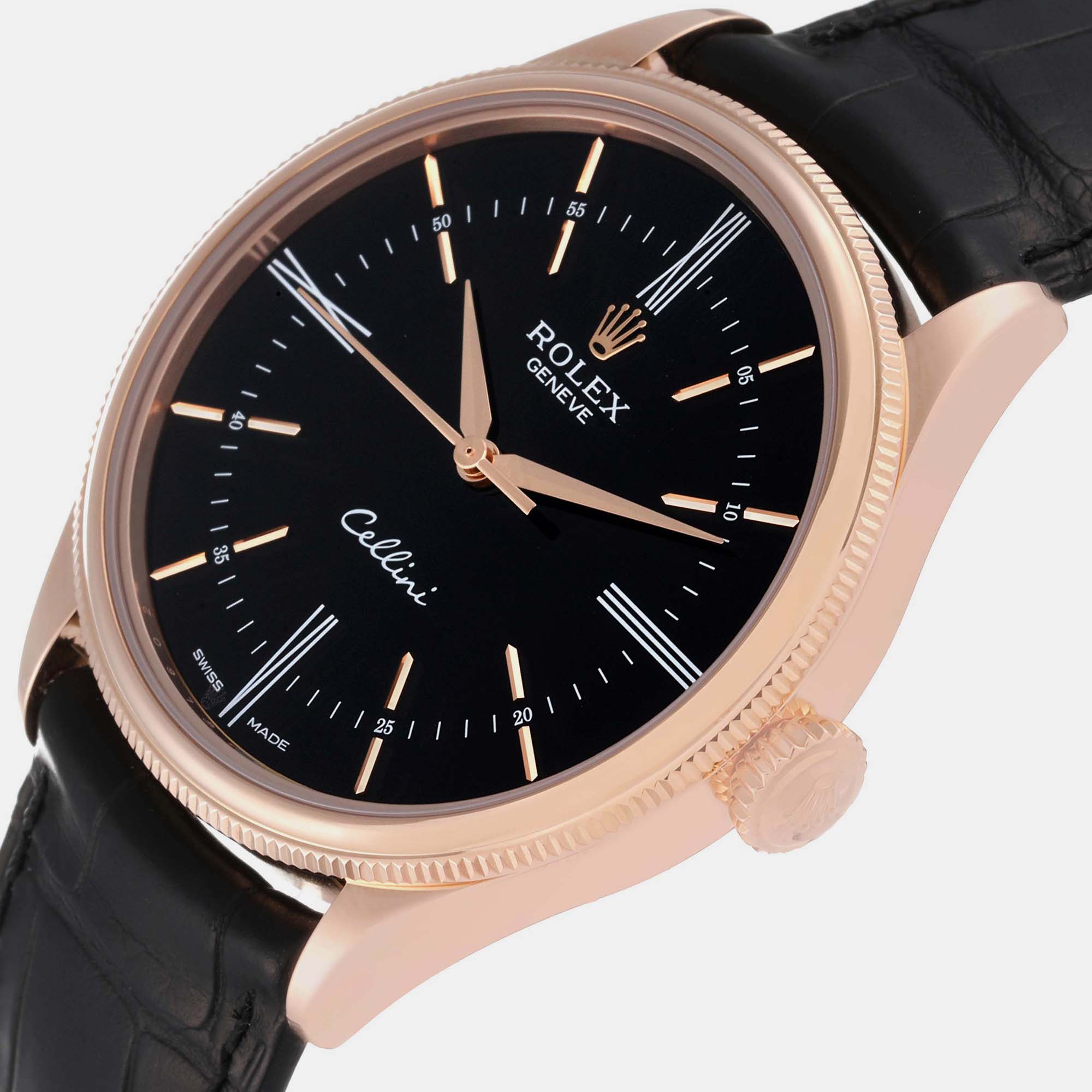 

Rolex Cellini Time Rose Gold Black Dial Mens Watch 50505 39 mm