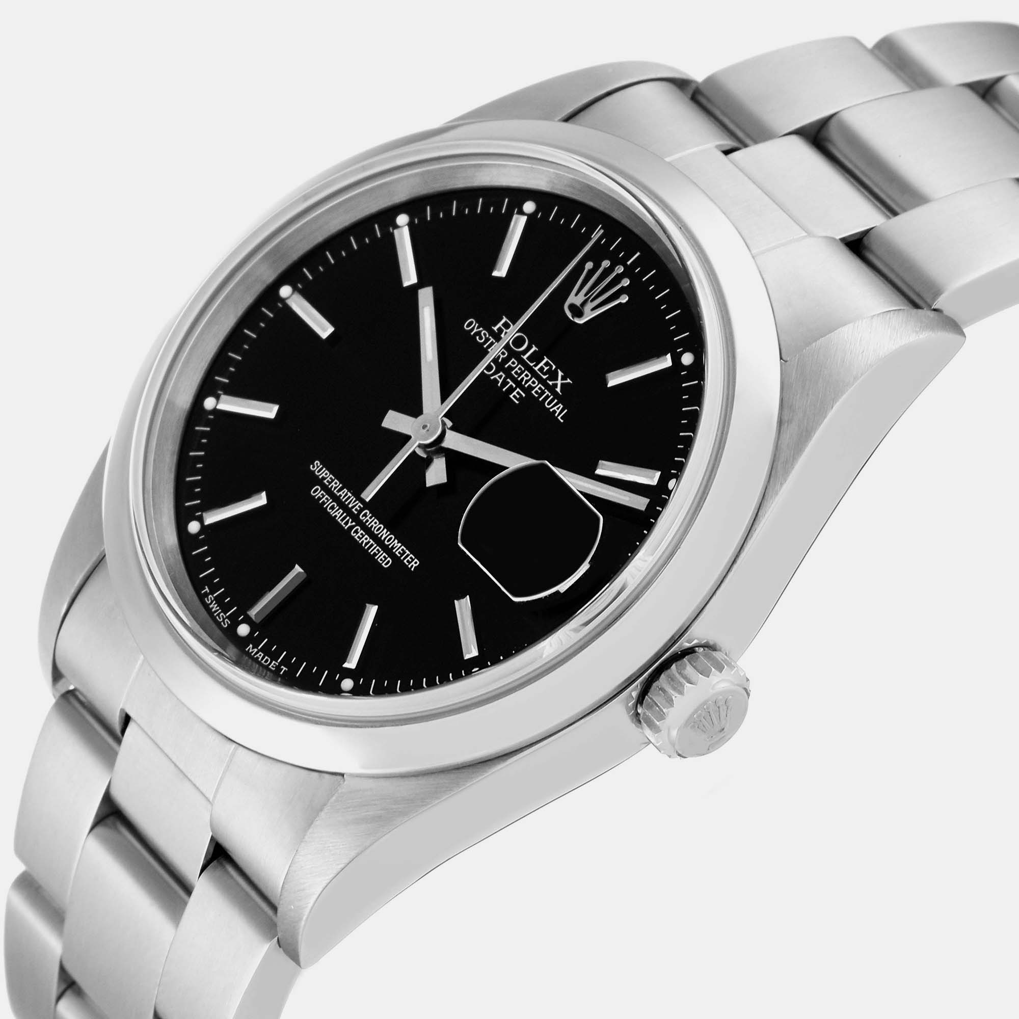 

Rolex Date Black Dial Oyster Bracelet Steel Men's Watch 15200 34 mm