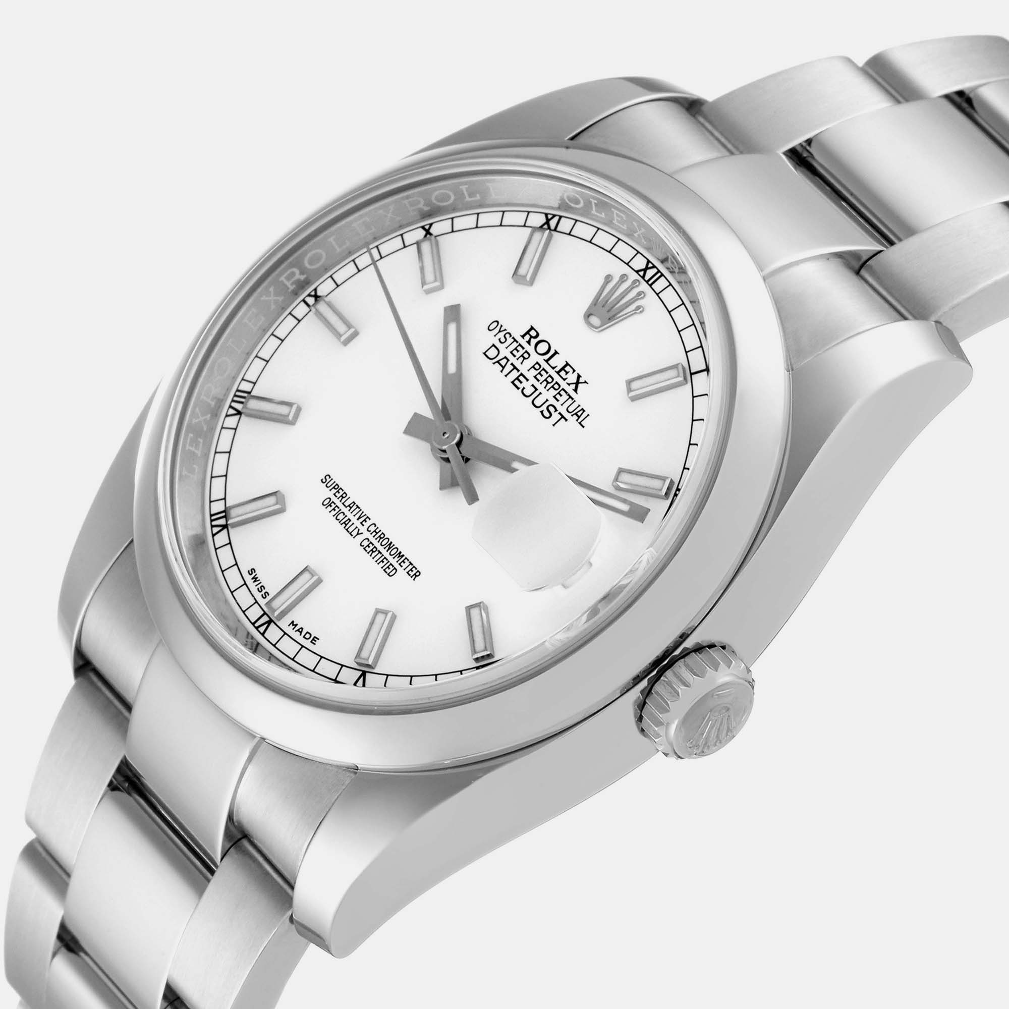 

Rolex Datejust White Dial Oyster Bracelet Steel Men's Watch 116200 36 mm